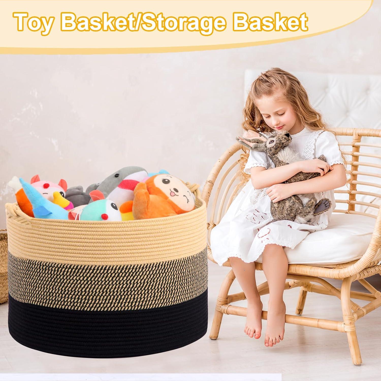 Cesta de Ropa HOBASKET 50.8x33 cm Algodón Trenzado Marrón/Negro