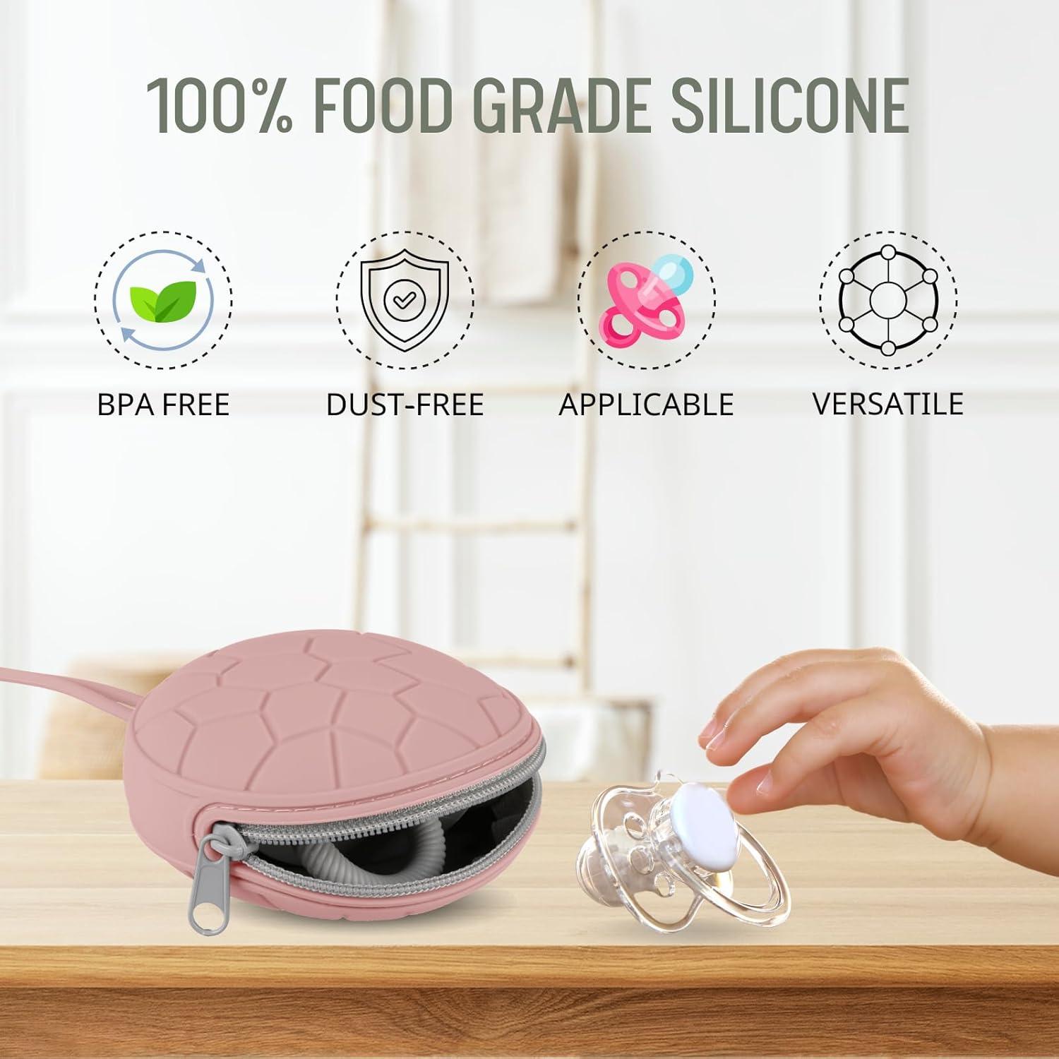 Funda de Chupete de Silicona Nothomme - 2 Paquetes Rosa Claro/Mauve