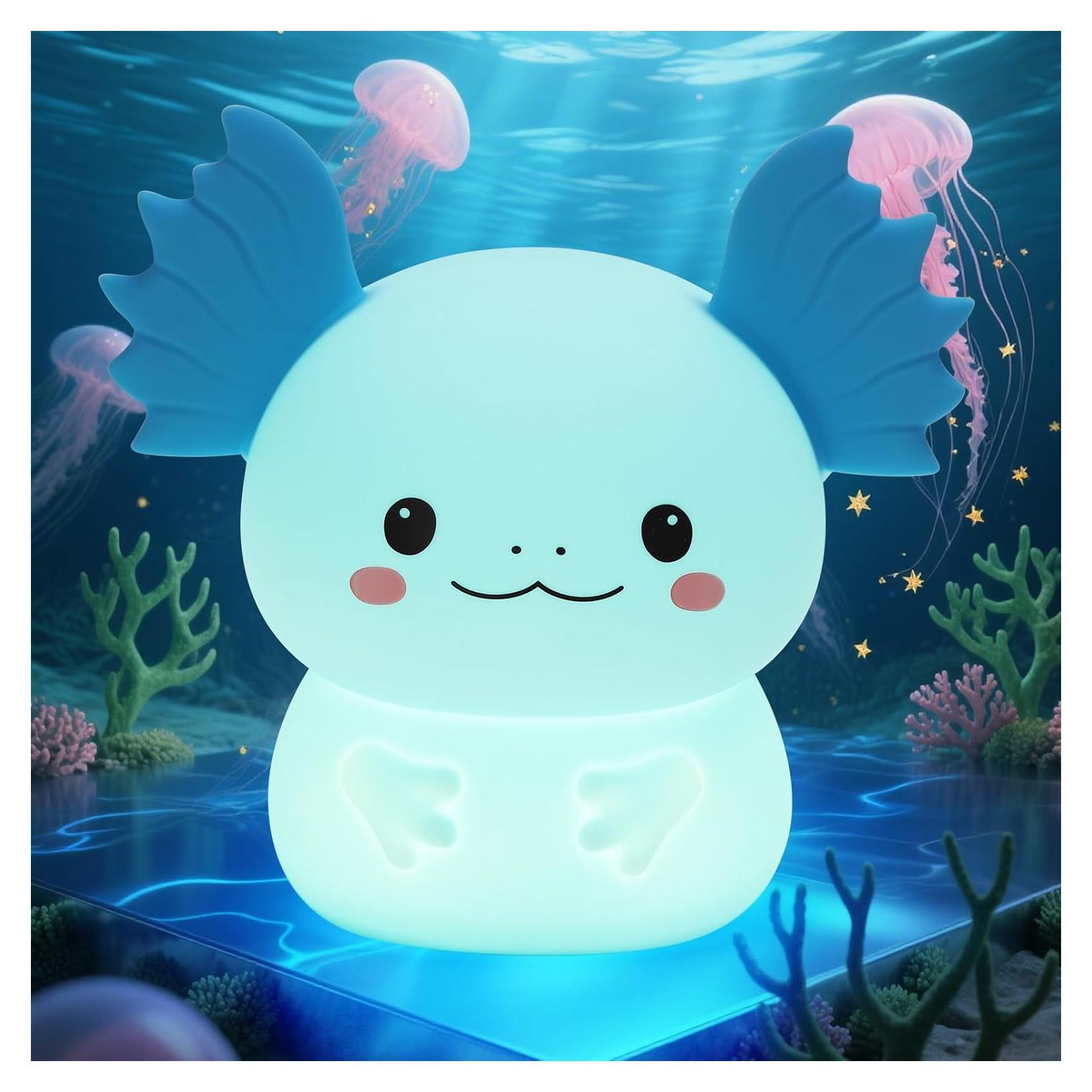 Luz Nocturna Axolote Ollycasa, 7 Colores, Recargable, 11cm