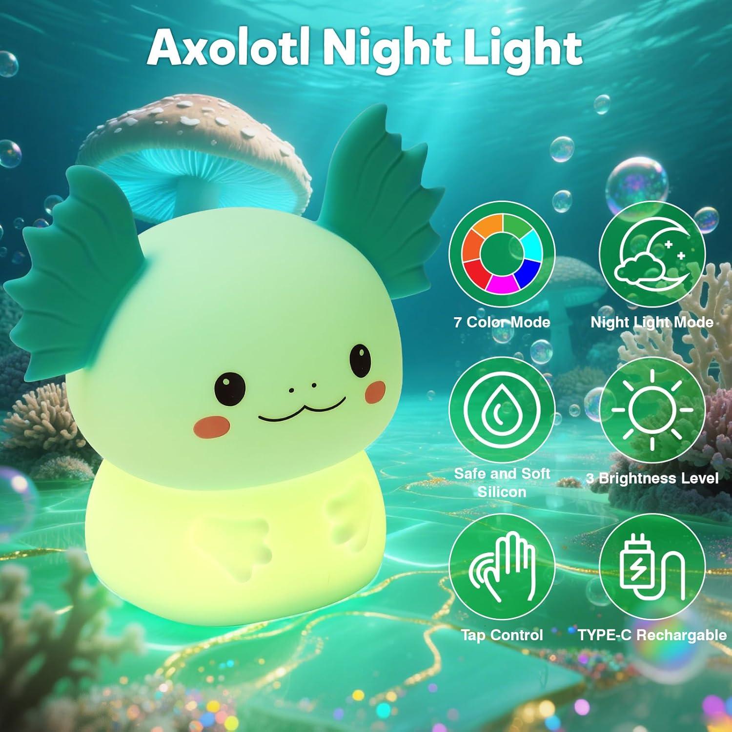 Lámpara Nocturna Axolote Ollycasa LED Recargable 11cm