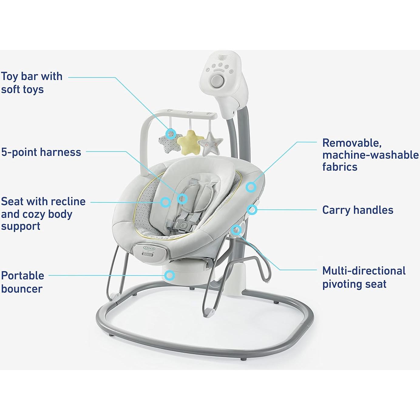 Columpio y Silla de Bebé Graco Sway2Me Watson con Música