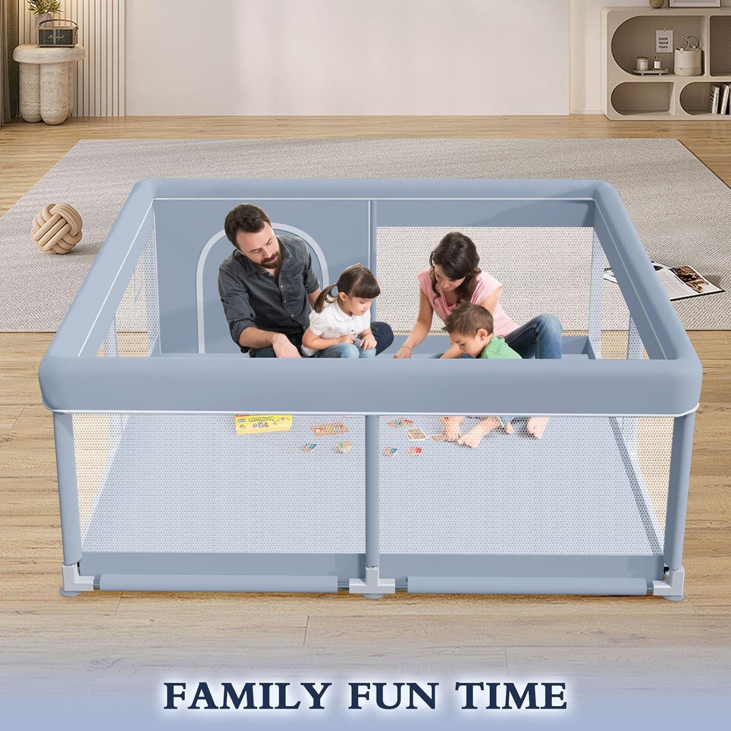 Parque Infantil 127x127 cm Xvishx Gris - Seguro y Portátil