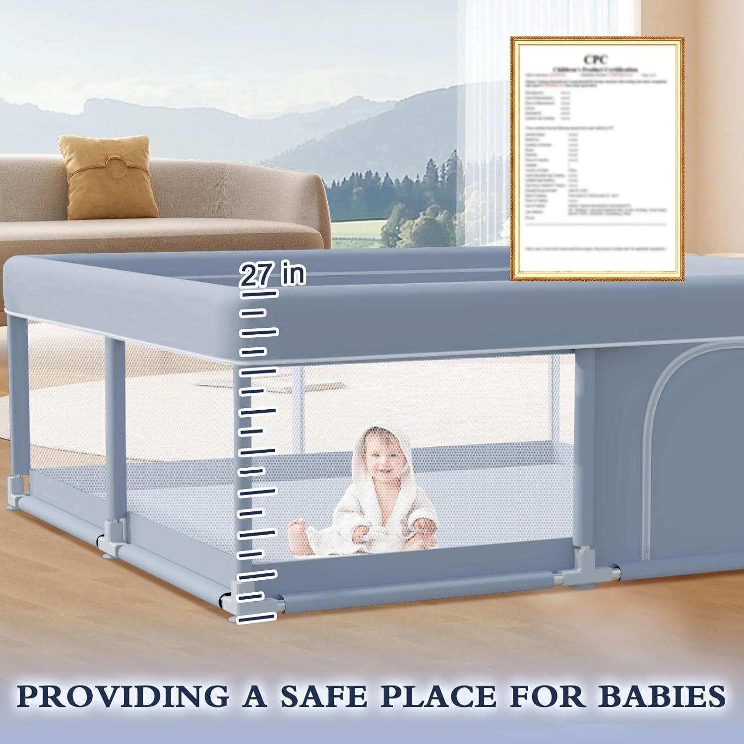 Parque Infantil 127x127 cm Xvishx Gris - Seguro y Portátil