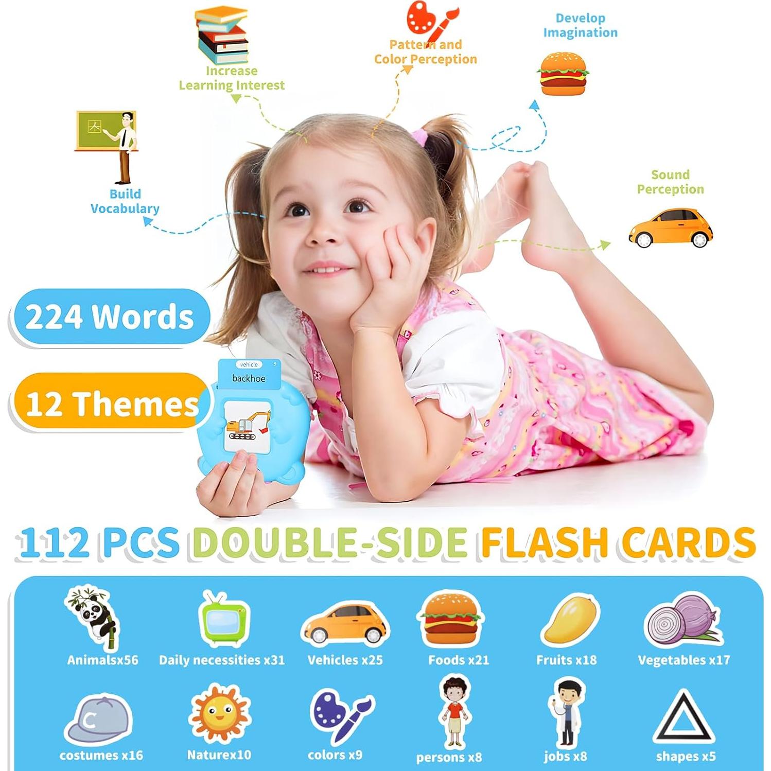 Tarjetas Flash Hablantes Hsxfl para Niños 2-5 Años - 112 Palabras