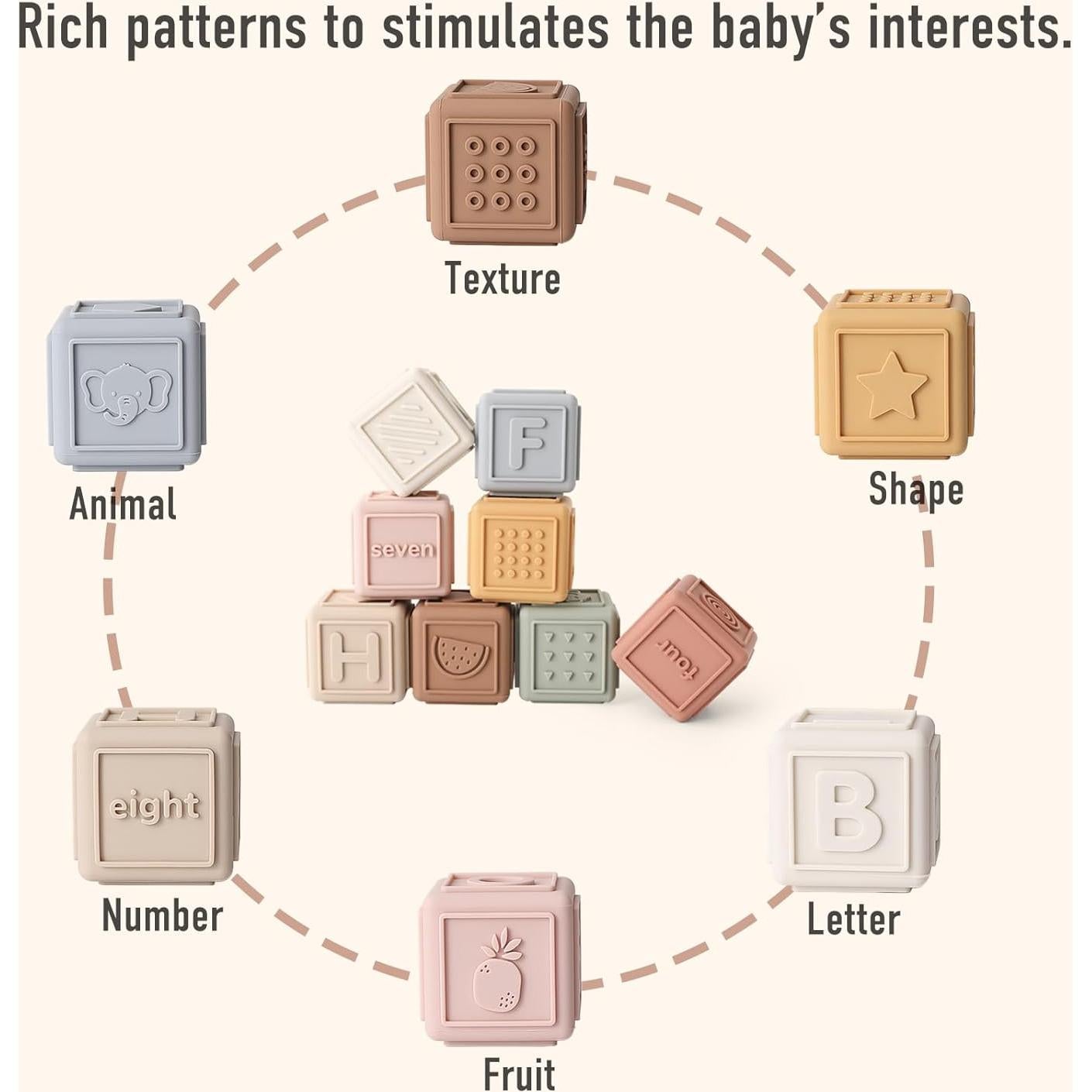 Bloques Apilables de Silicona YIVEKO 8 PCS para Bebés 6M+