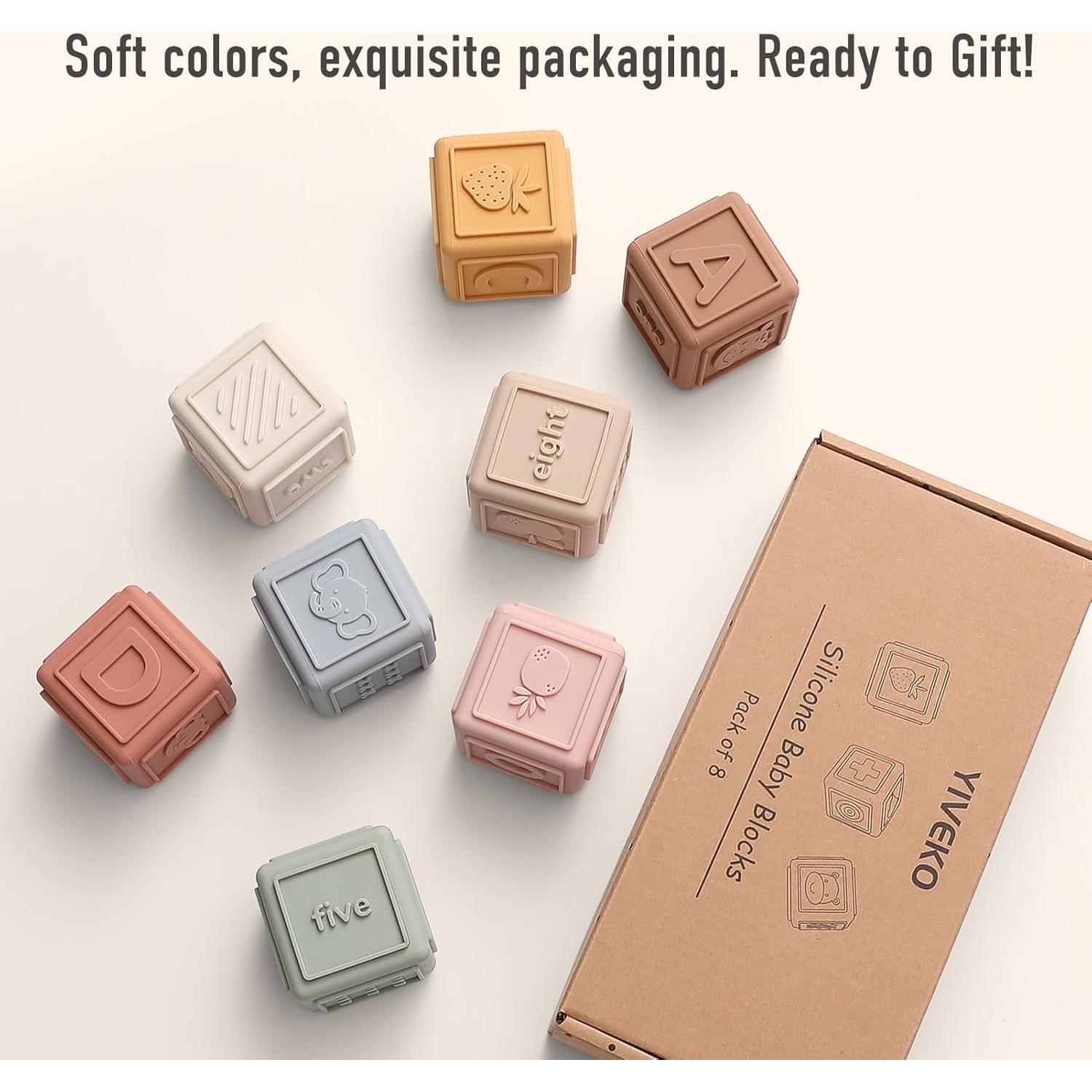 Bloques Apilables de Silicona YIVEKO 8 PCS para Bebés 6M+