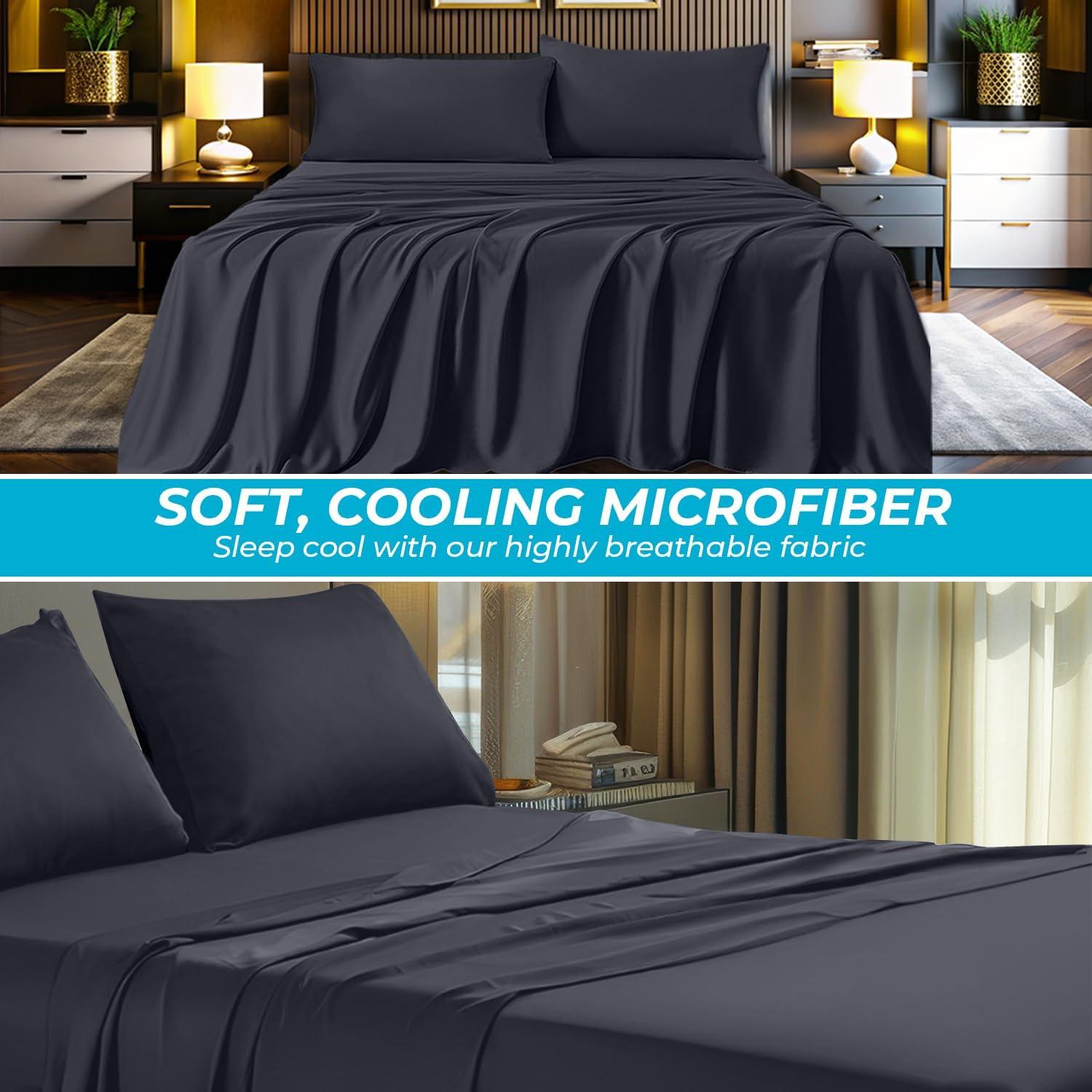 Juego de Sábanas 4 Piezas DrSleeep Reina Viscosa Bambú Gris