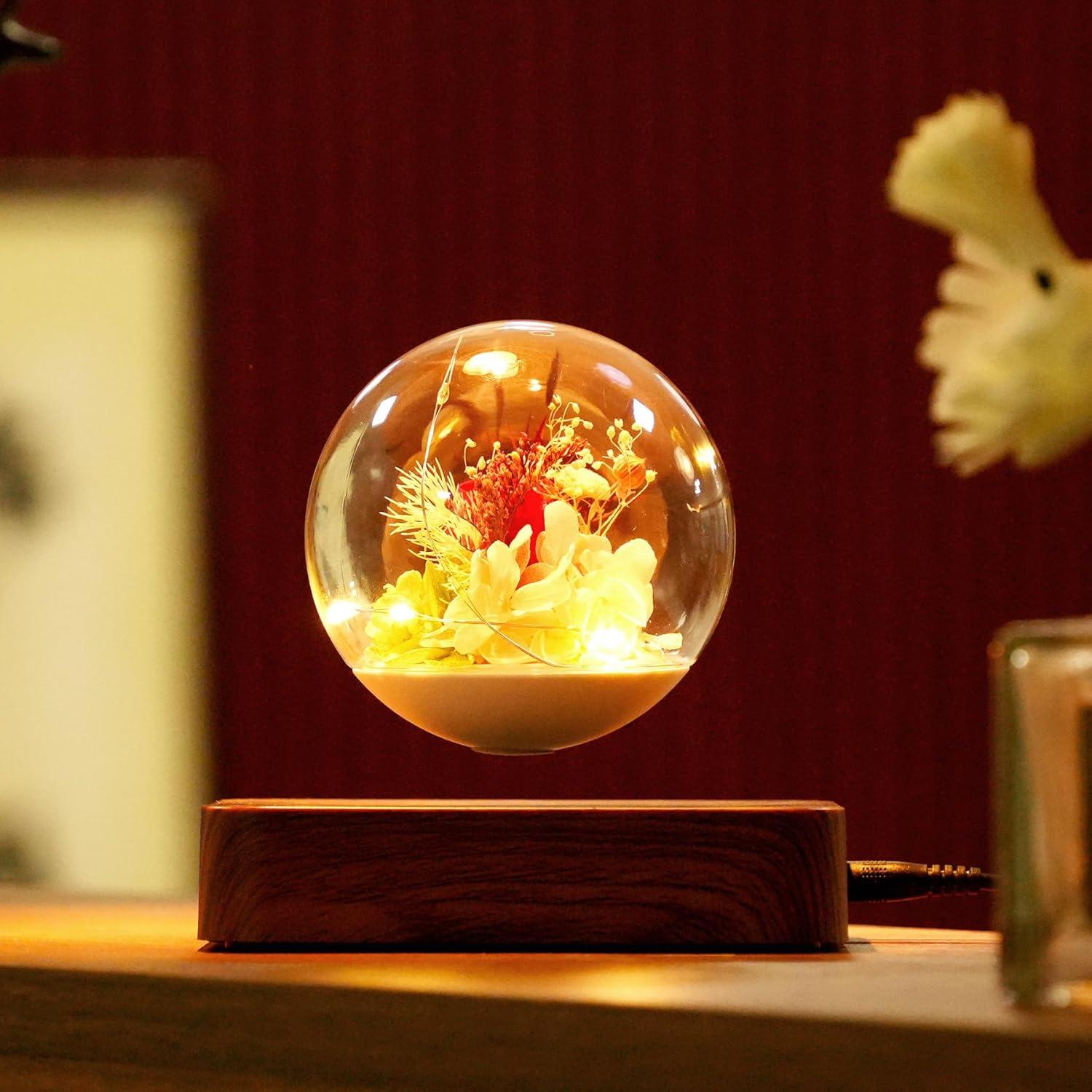 Lámpara de Levitación Magnética HCNT con Rosas Eternas