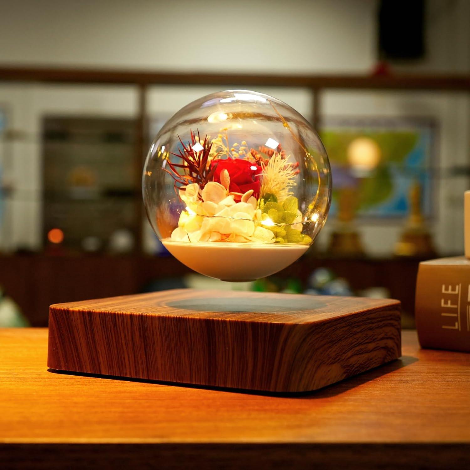 Lámpara de Levitación Magnética HCNT con Rosas Eternas