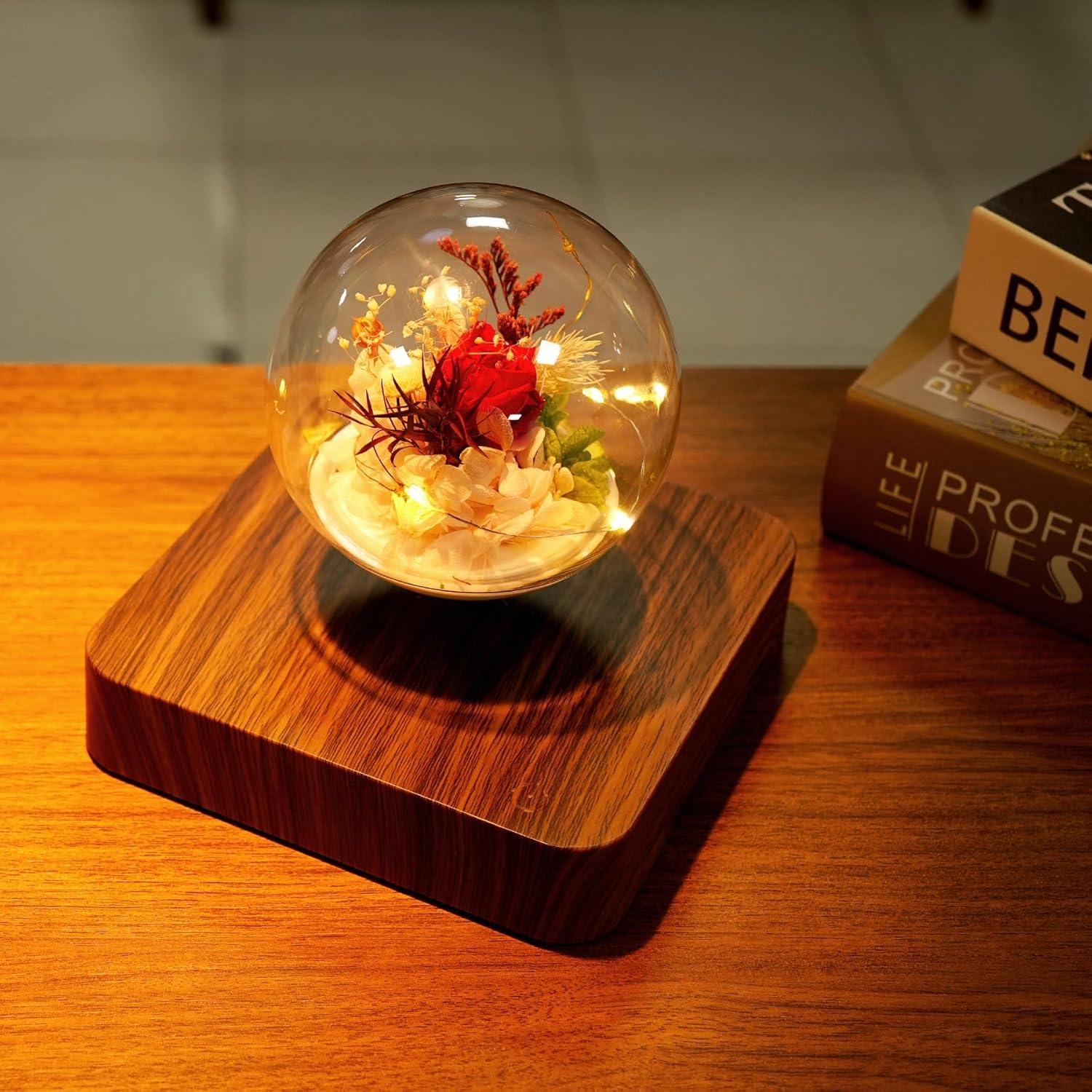 Lámpara de Levitación Magnética HCNT con Rosas Eternas