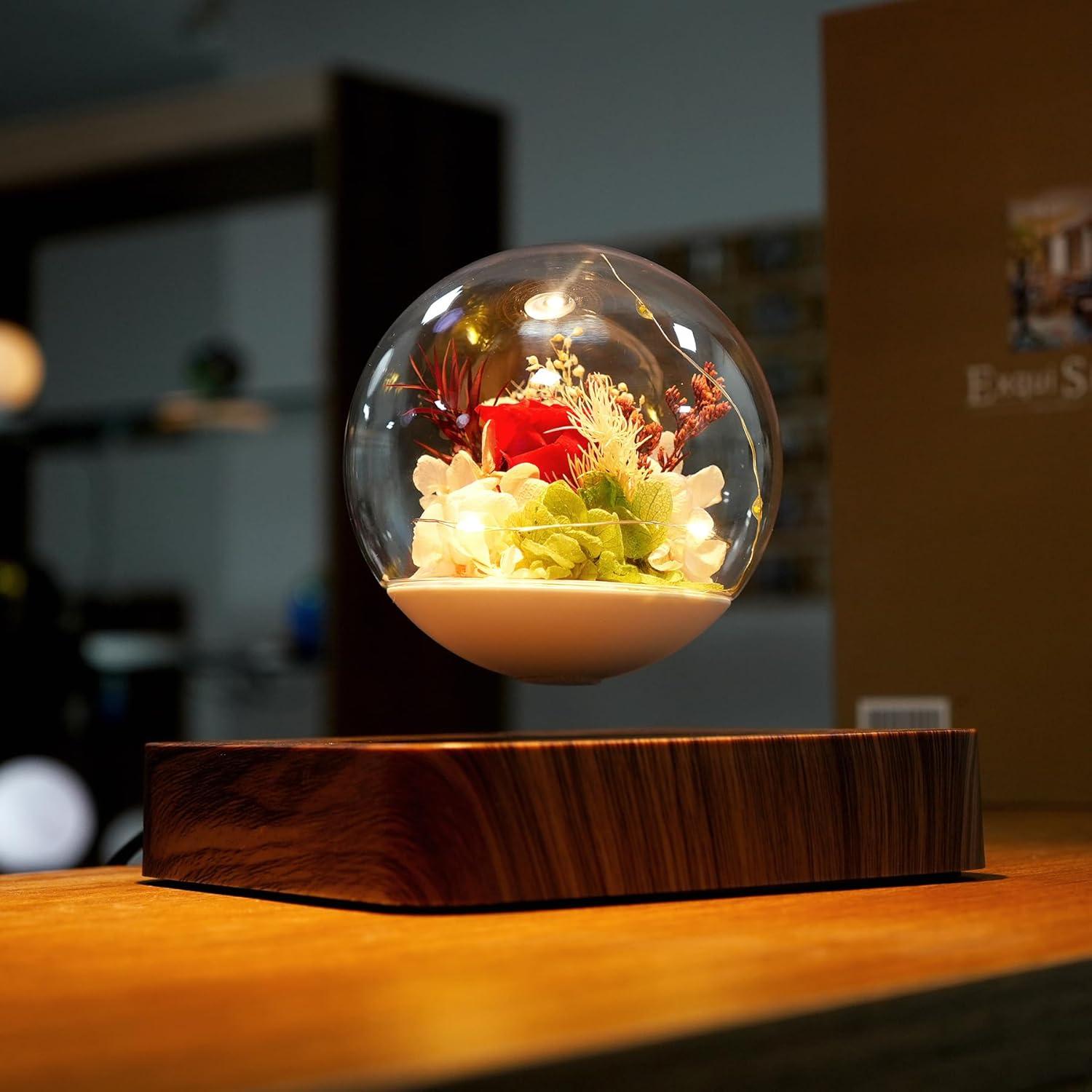 Lámpara de Levitación Magnética HCNT con Rosas Eternas