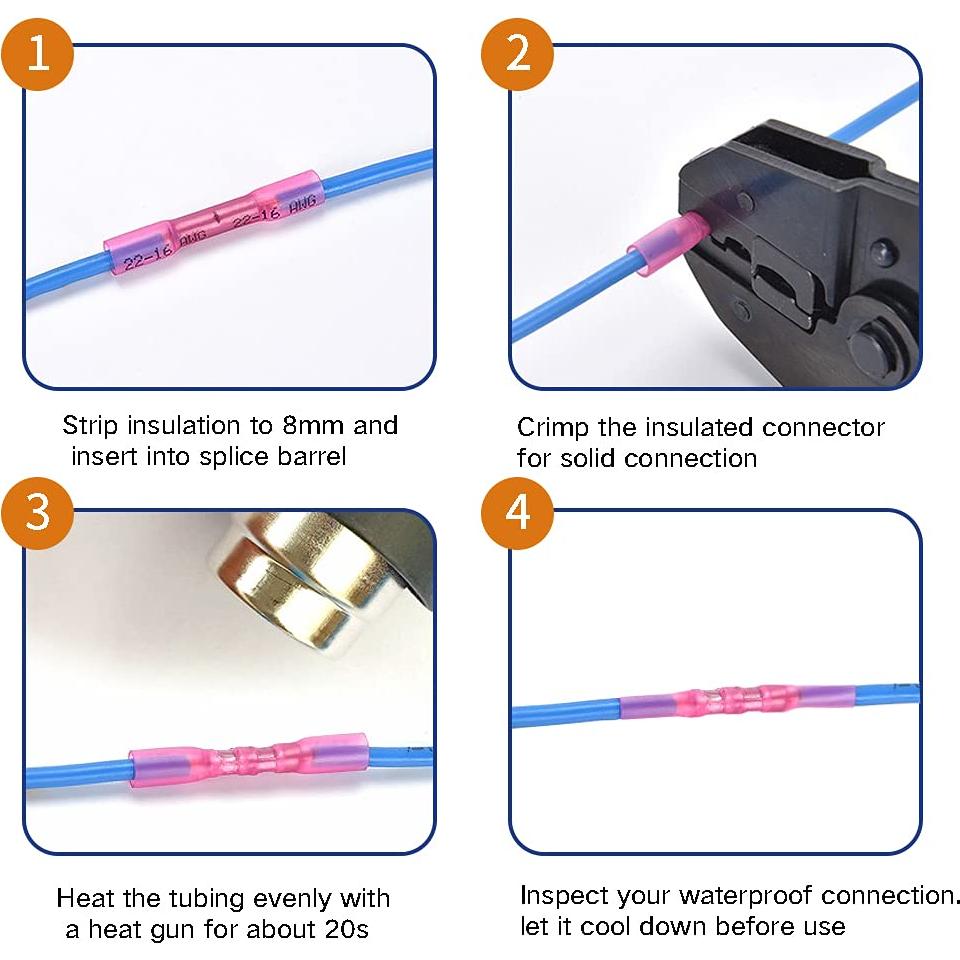 Conectores de terminales crimpados a prueba de agua Qizpcer 12-10 AWG