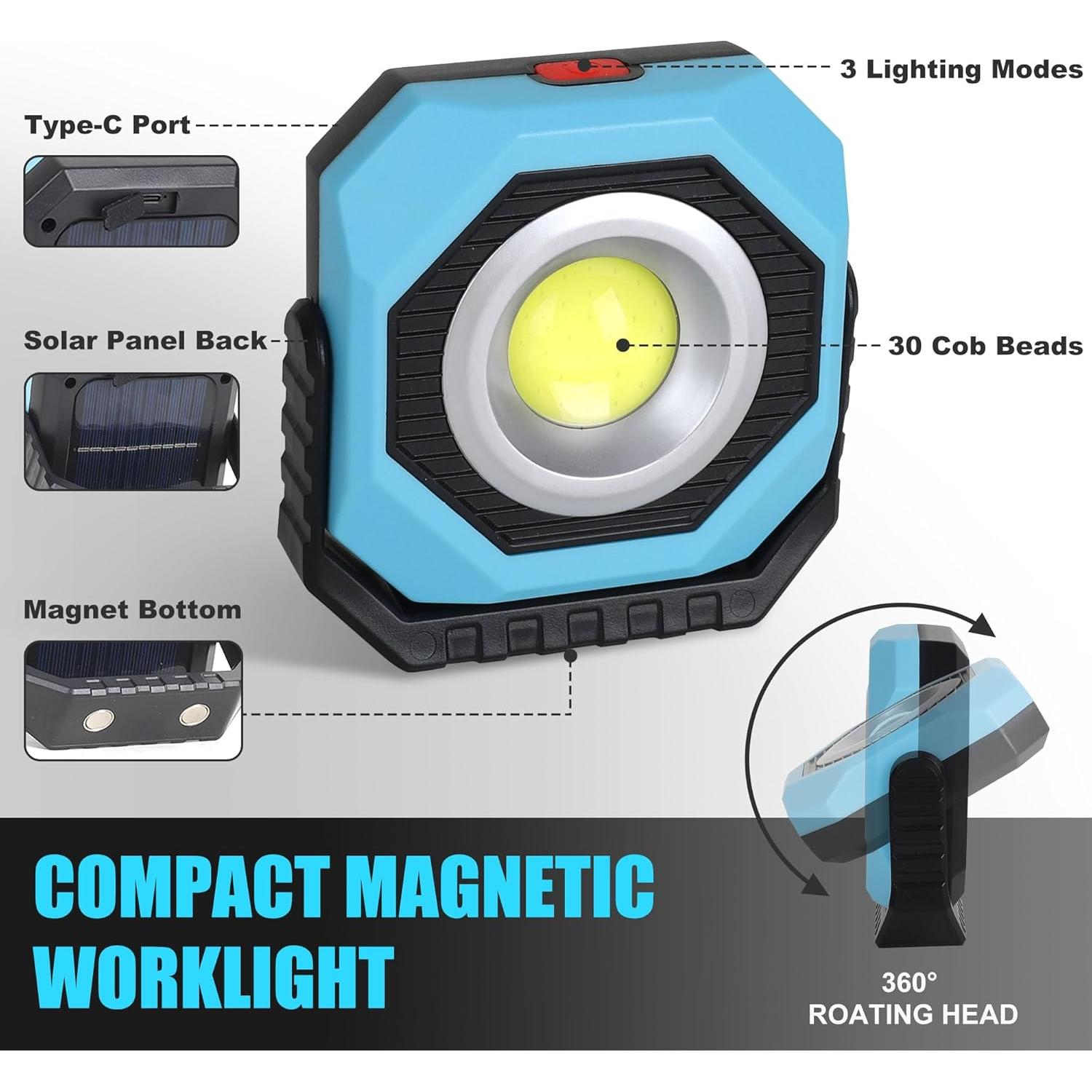 Luz de Trabajo Solar LED SEAMAGIC 500LM Magnética 360° Rosa