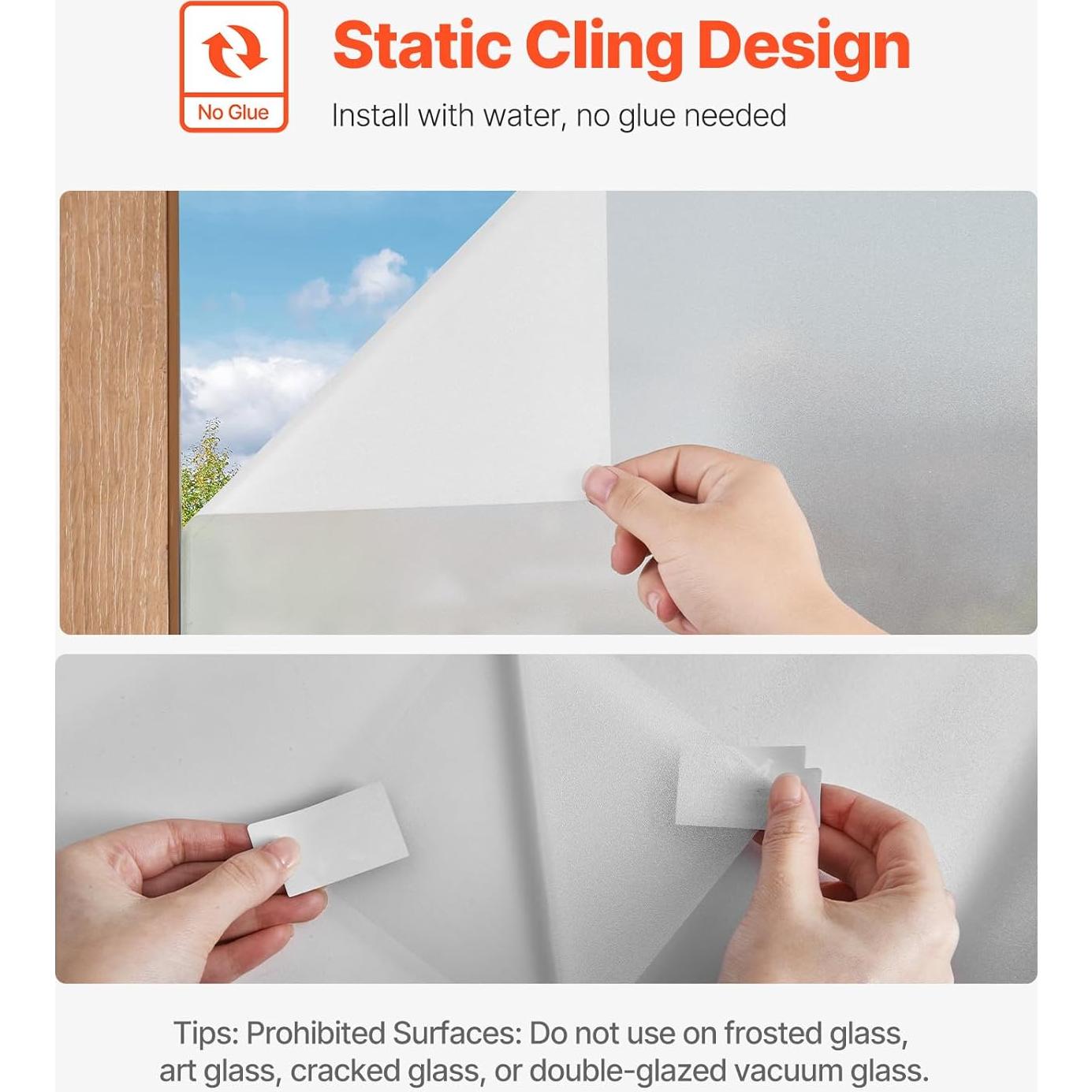 Película de Privacidad VEVOR 60x200 cm Esmerilada UV