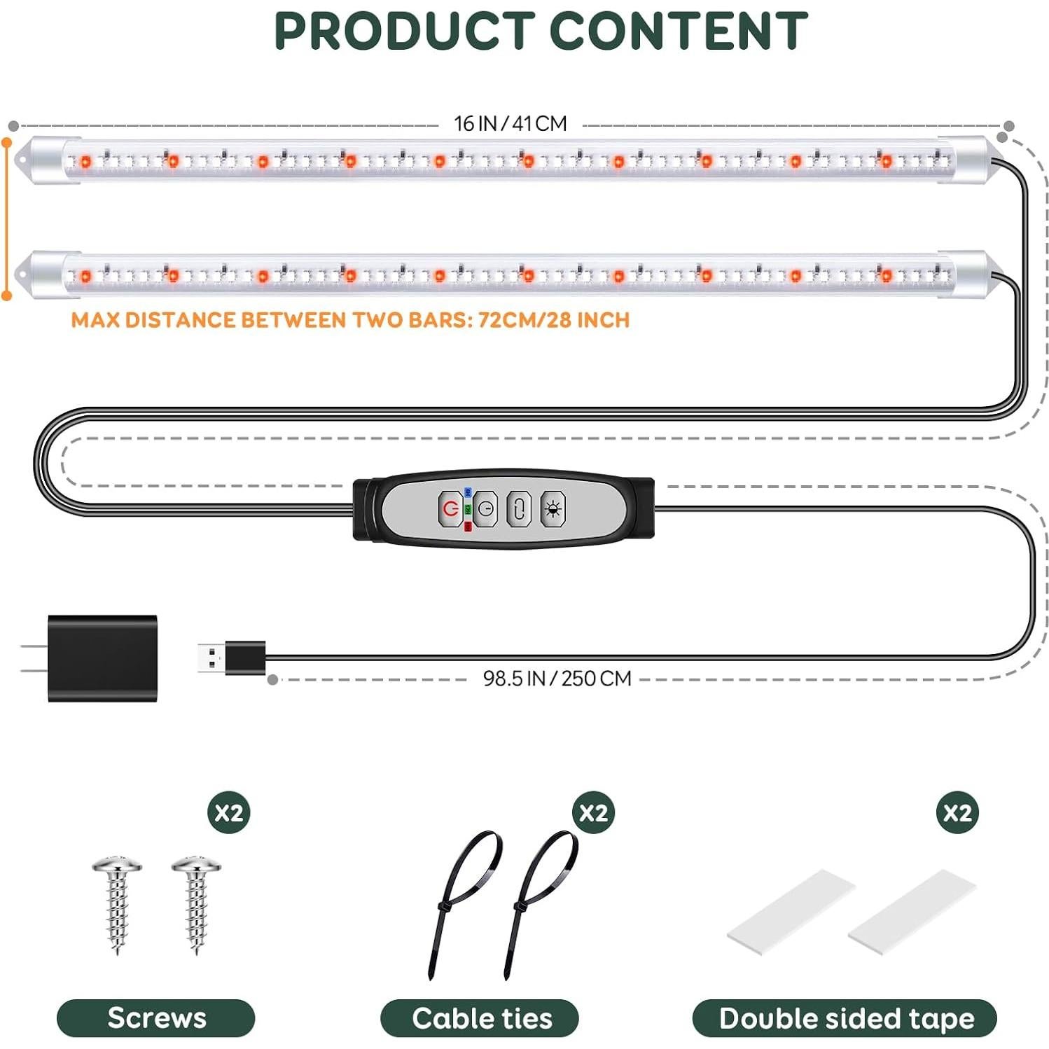 Tiras de luz de crecimiento SDOVUERC 2 barras con temporizador