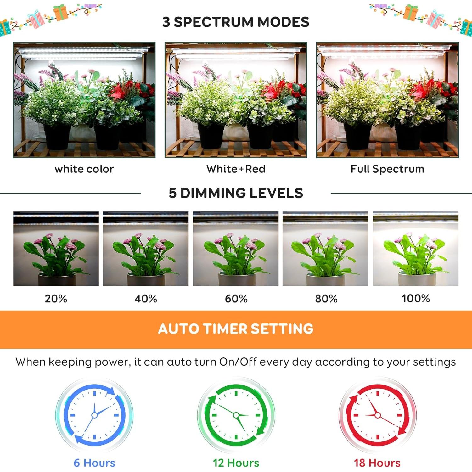 Tiras de luz de crecimiento SDOVUERC 2 barras con temporizador