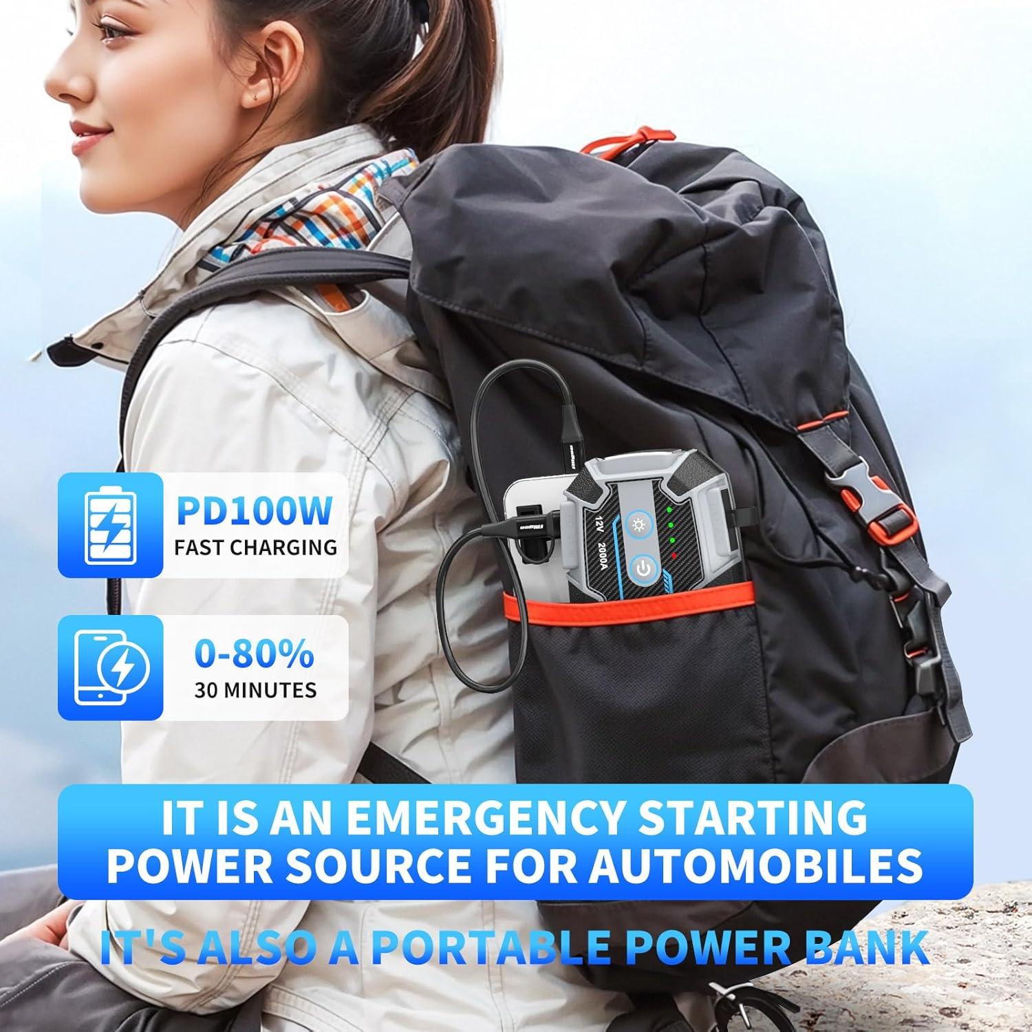 Arrancador de Batería Portátil Aligoo Boost 2000 2000A IP67