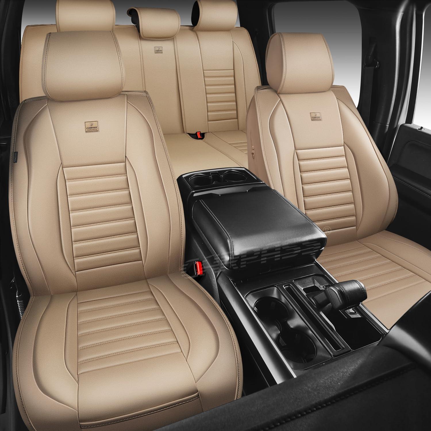 Cubiertas de Asiento de Cuero Nappa CAR PASS Juego Completo Beige