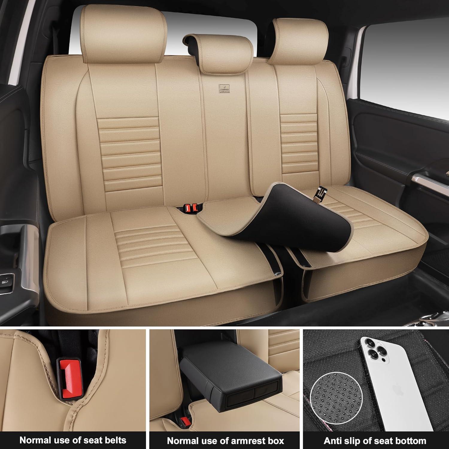 Cubiertas de Asiento de Cuero Nappa CAR PASS Juego Completo Beige