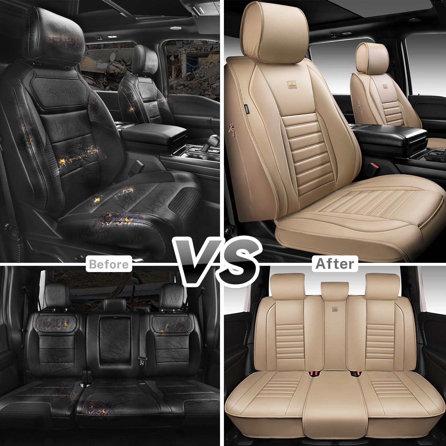 Cubiertas de Asiento de Cuero Nappa CAR PASS Juego Completo Beige