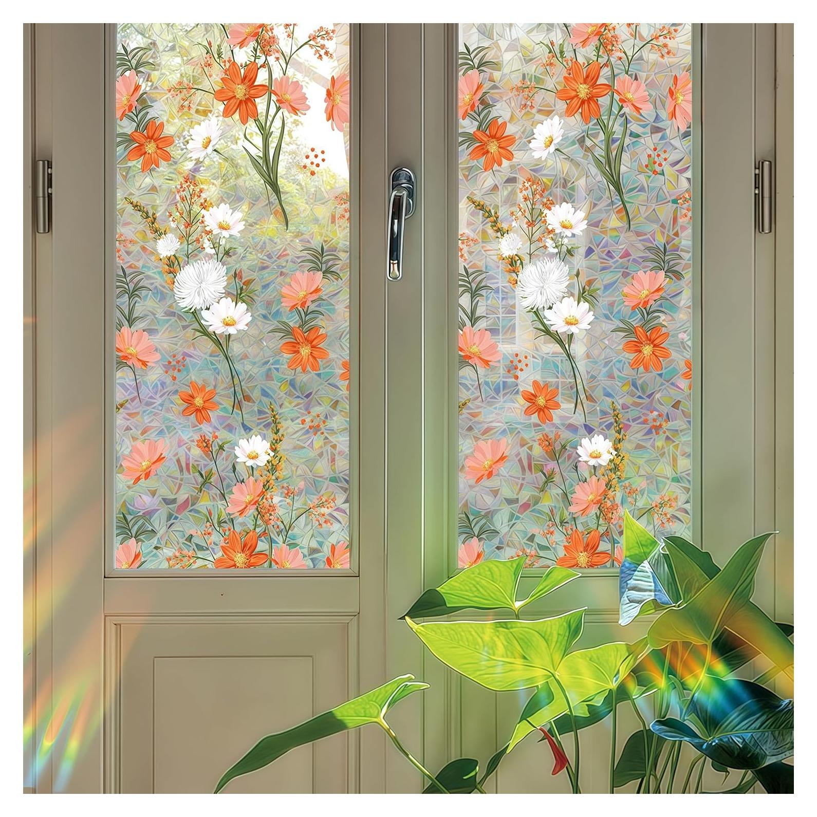 Película de Privacidad KHEIMWE 42.9x100 cm Arcoíris Floral