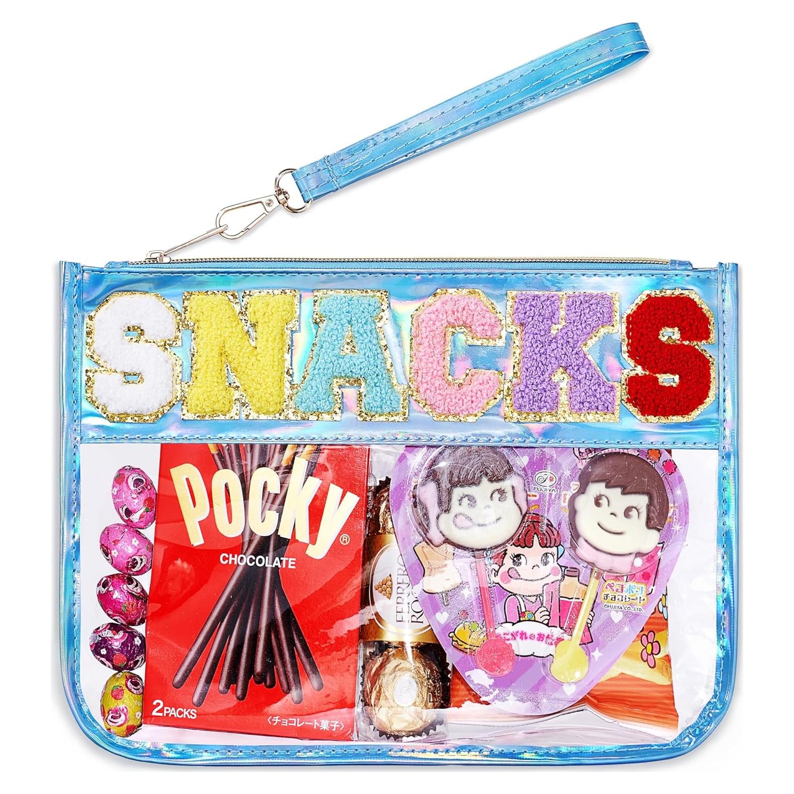 Bolsa de Snack Transparente DERAKUS 30x22.5cm Azul Holográfico
