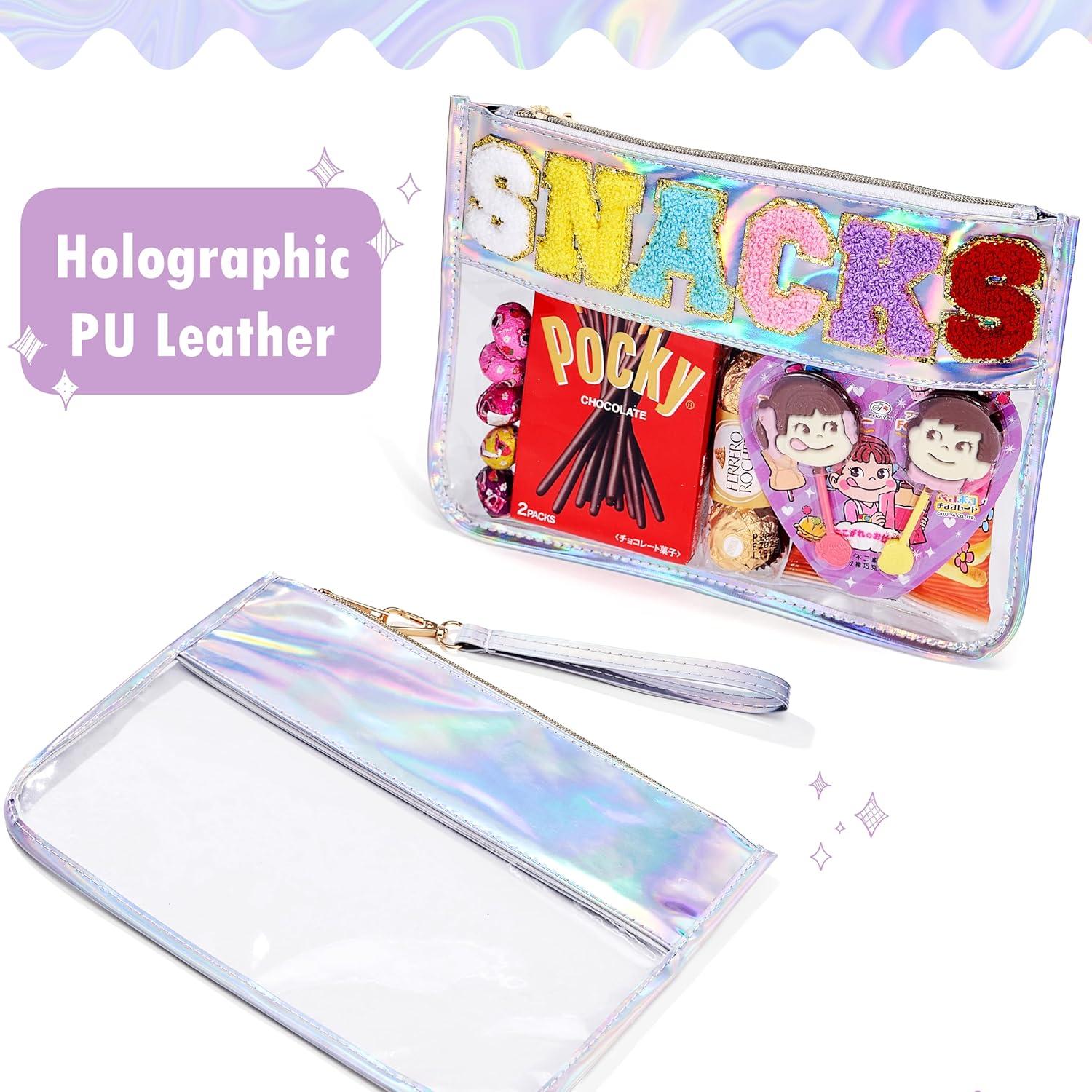 Bolsa de Snack Transparente DERAKUS 30x22.5cm Azul Holográfico