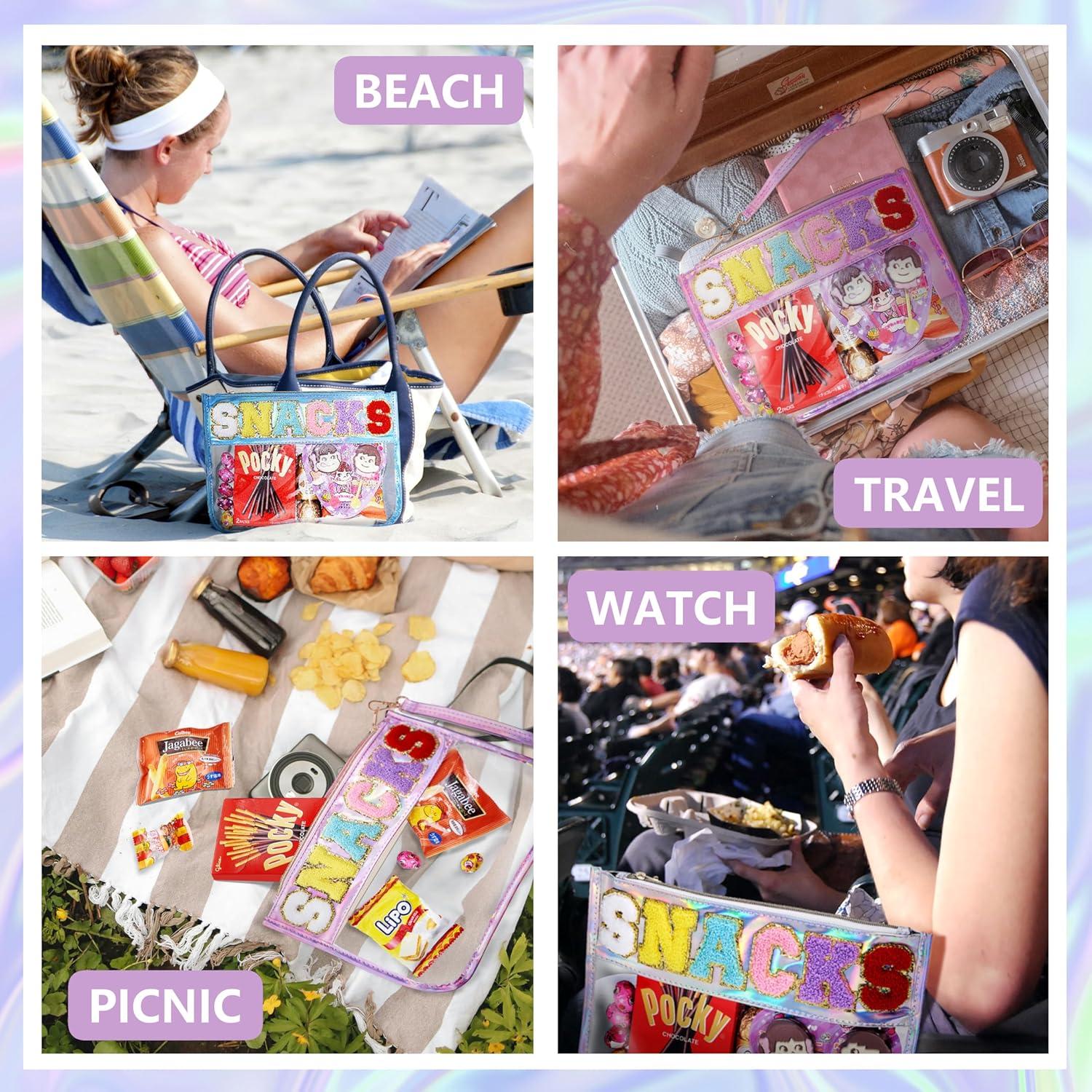 Bolsa de Snack Transparente DERAKUS 30x22.5cm Azul Holográfico