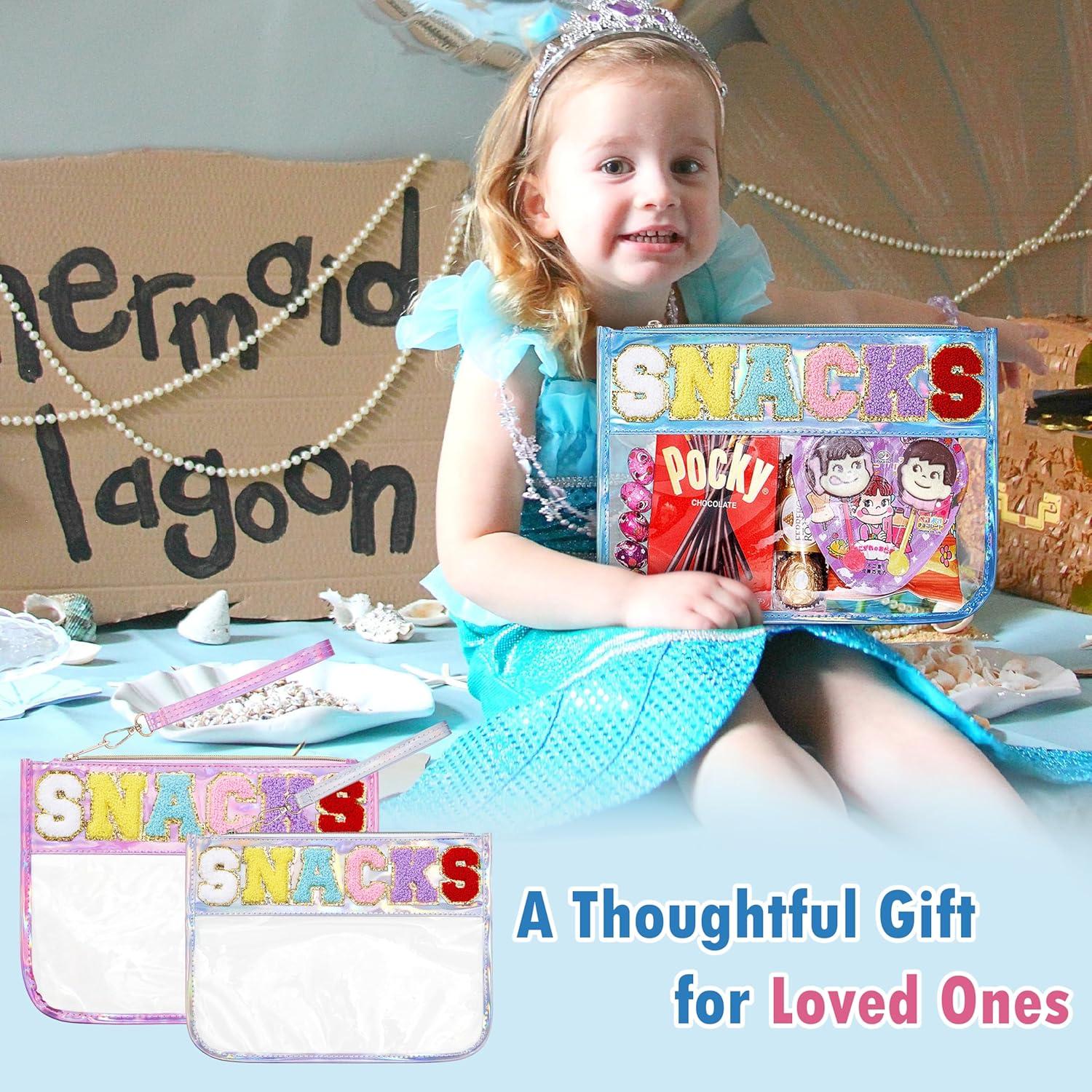 Bolsa de Snack Transparente DERAKUS 30x22.5cm Azul Holográfico