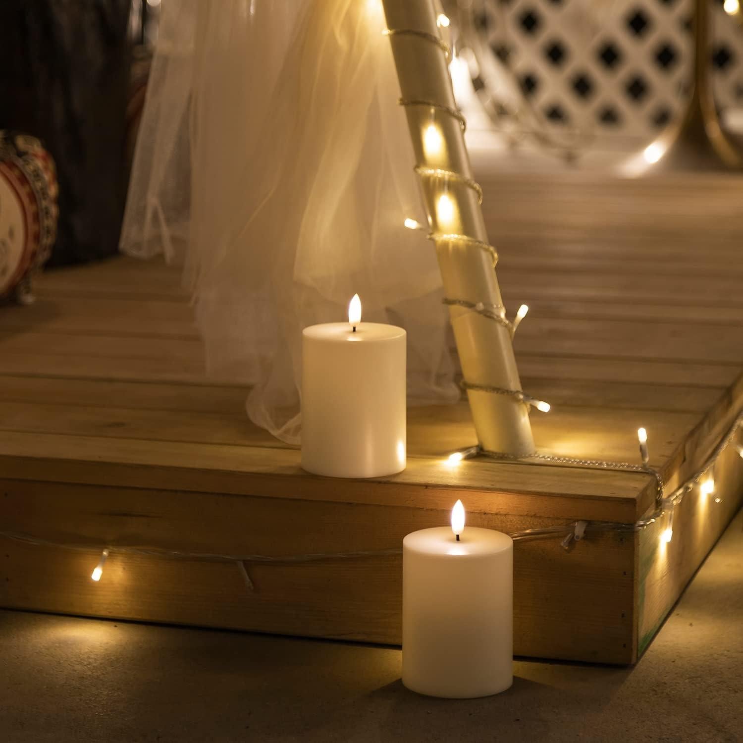 Juego de 2 Velas LED Impermeables ANGELLOONG 10x8 cm con Temporizador