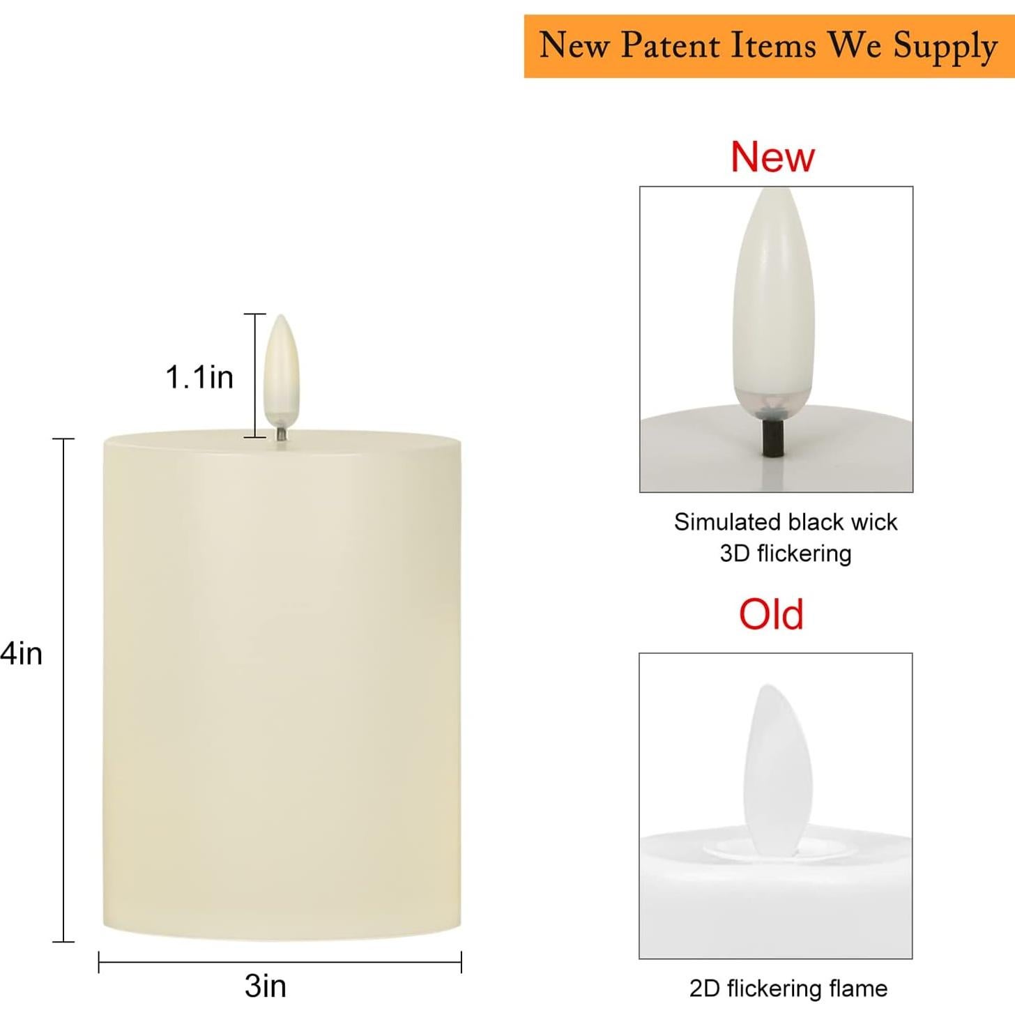 Juego de 2 Velas LED Impermeables ANGELLOONG 10x8 cm con Temporizador