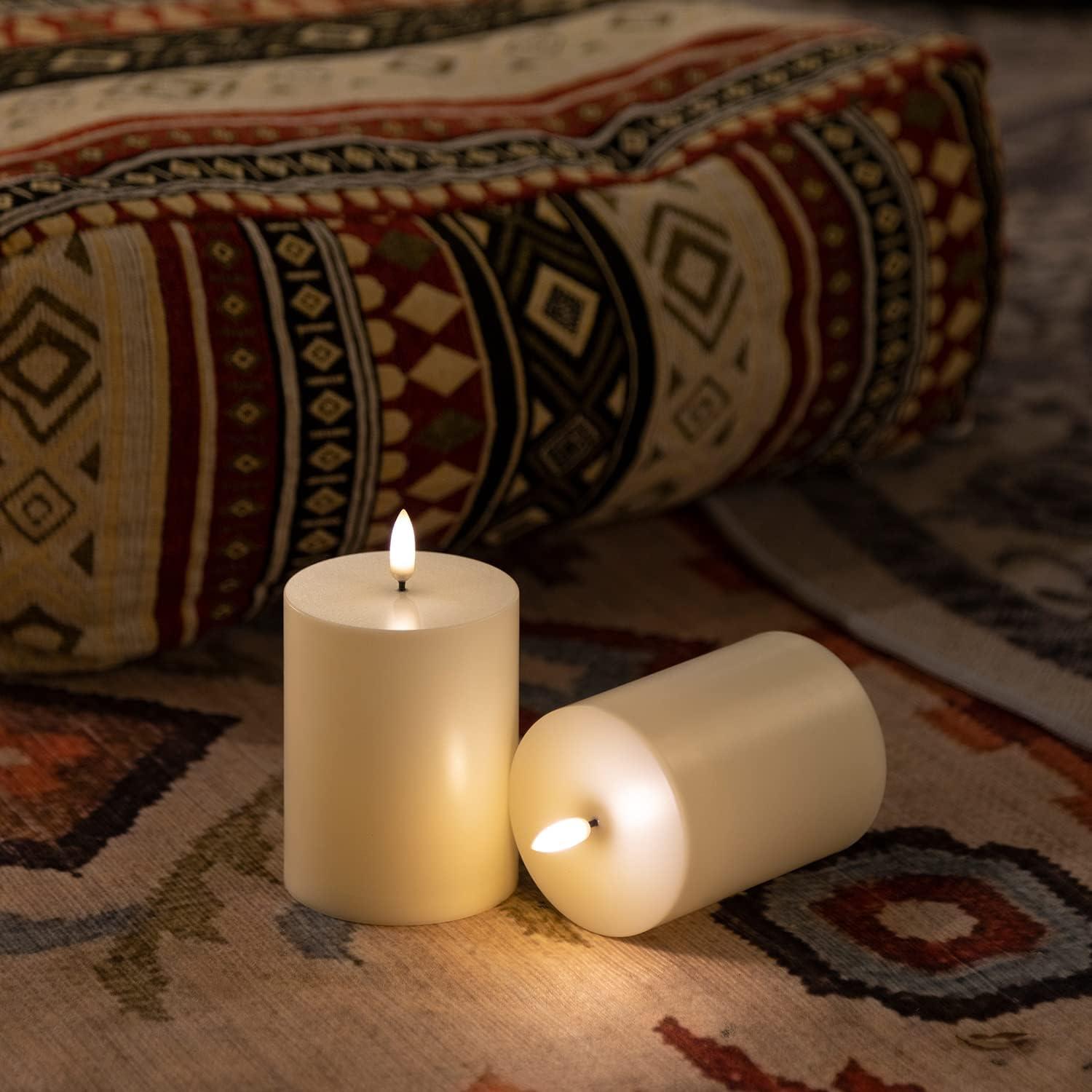 Juego de 2 Velas LED Impermeables ANGELLOONG 10x8 cm con Temporizador