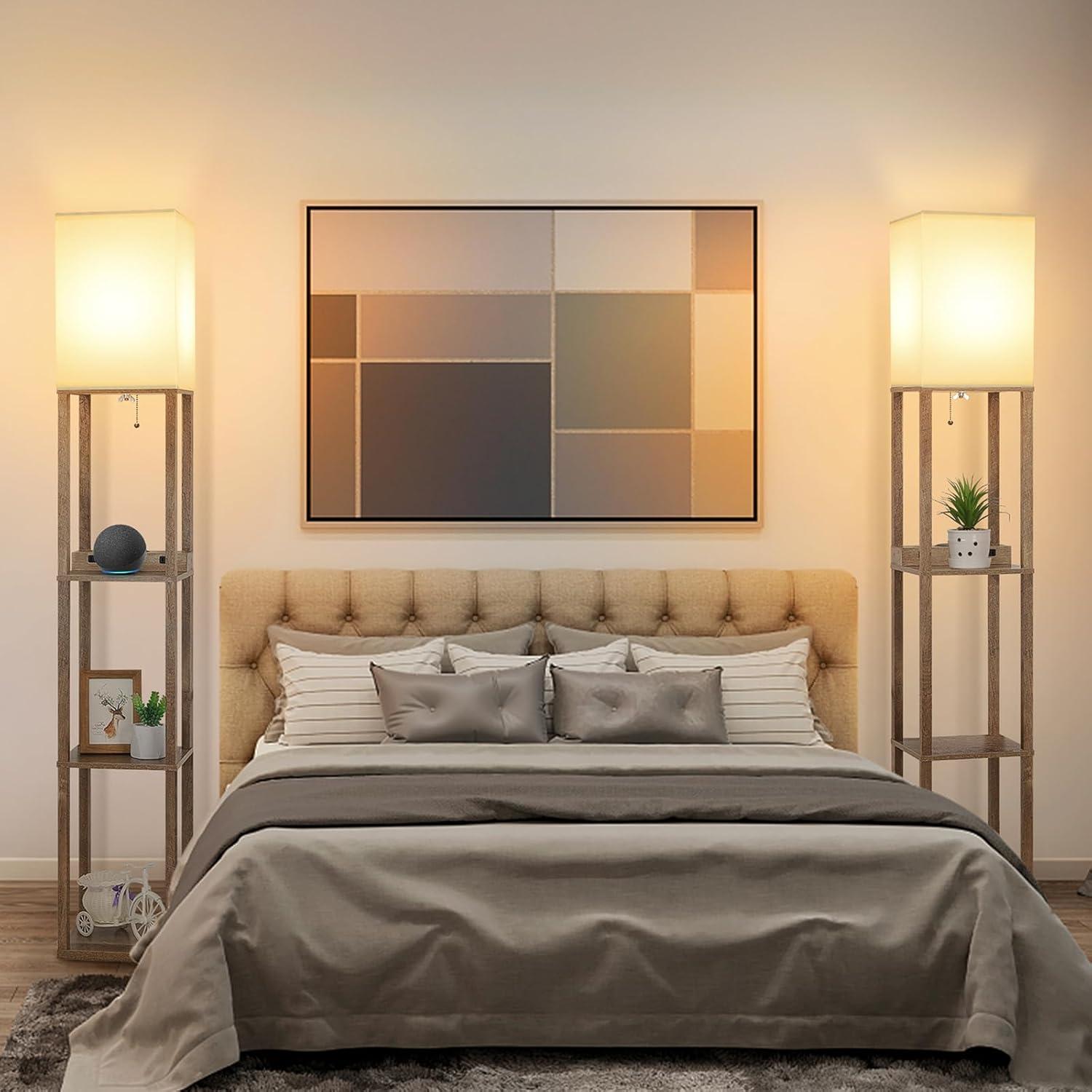 Lámpara de Pie Mlambert con Cargador Inalámbrico y USB