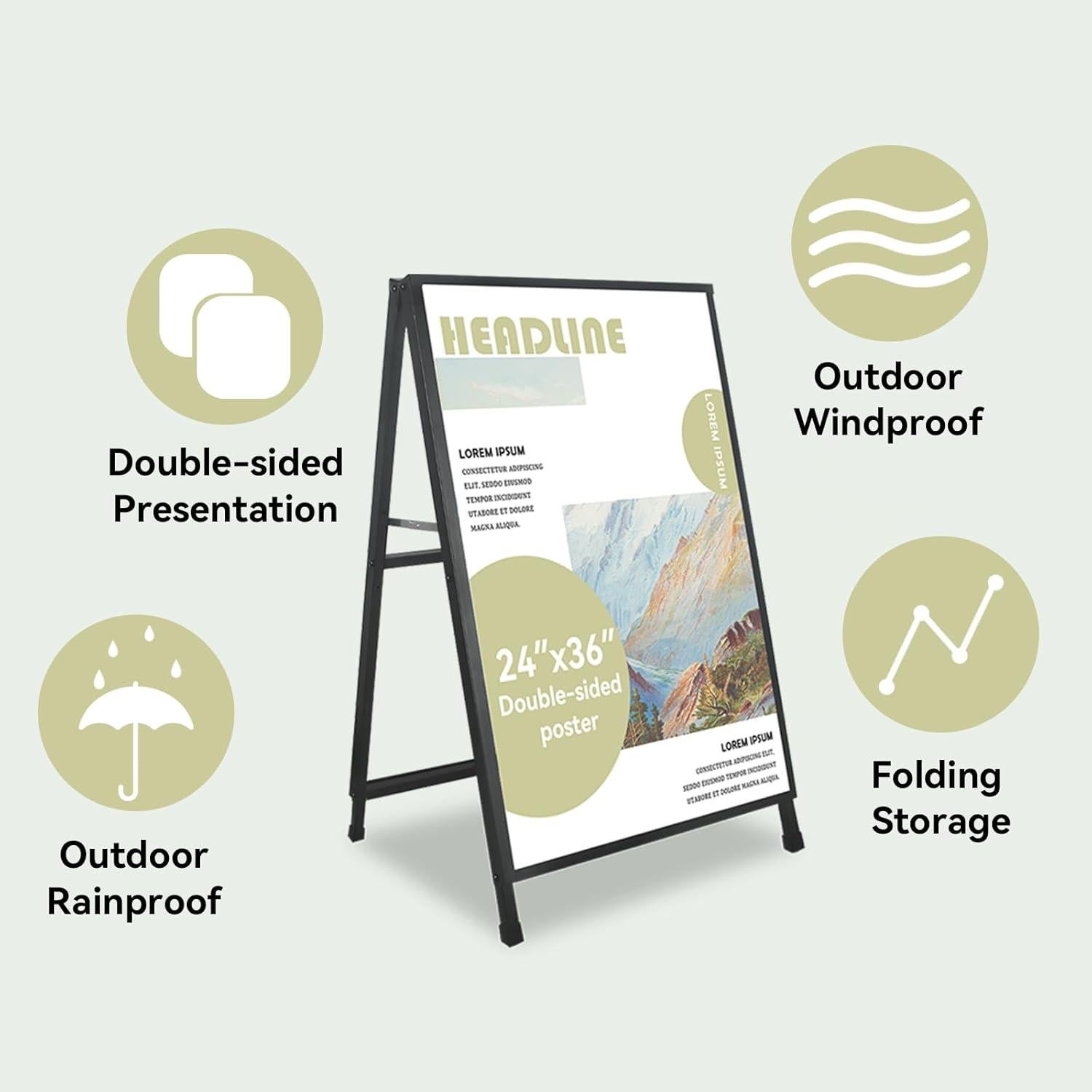 Cartel A Marco Doble Cara YDisplay 61x91 cm Metal Plegable