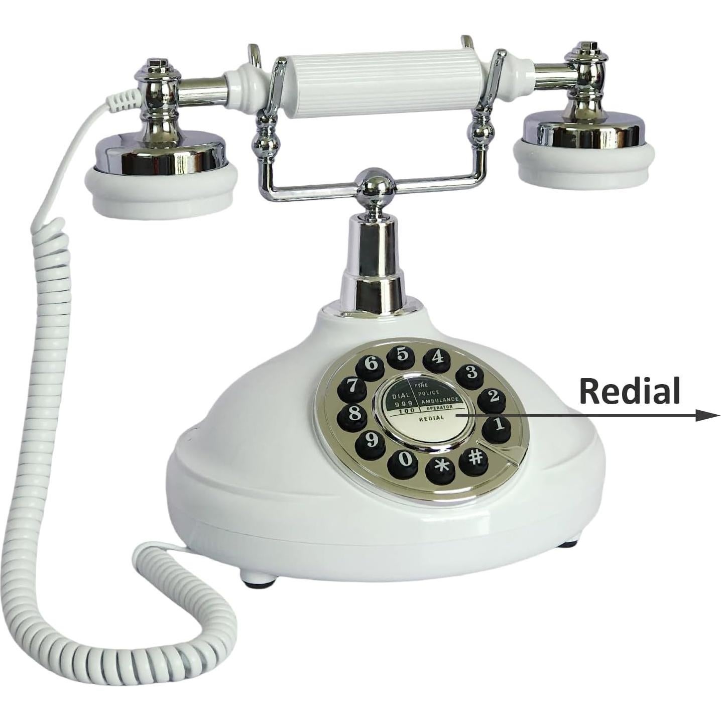 Teléfono de Línea Fija Retro TelPal Blanco con Cable