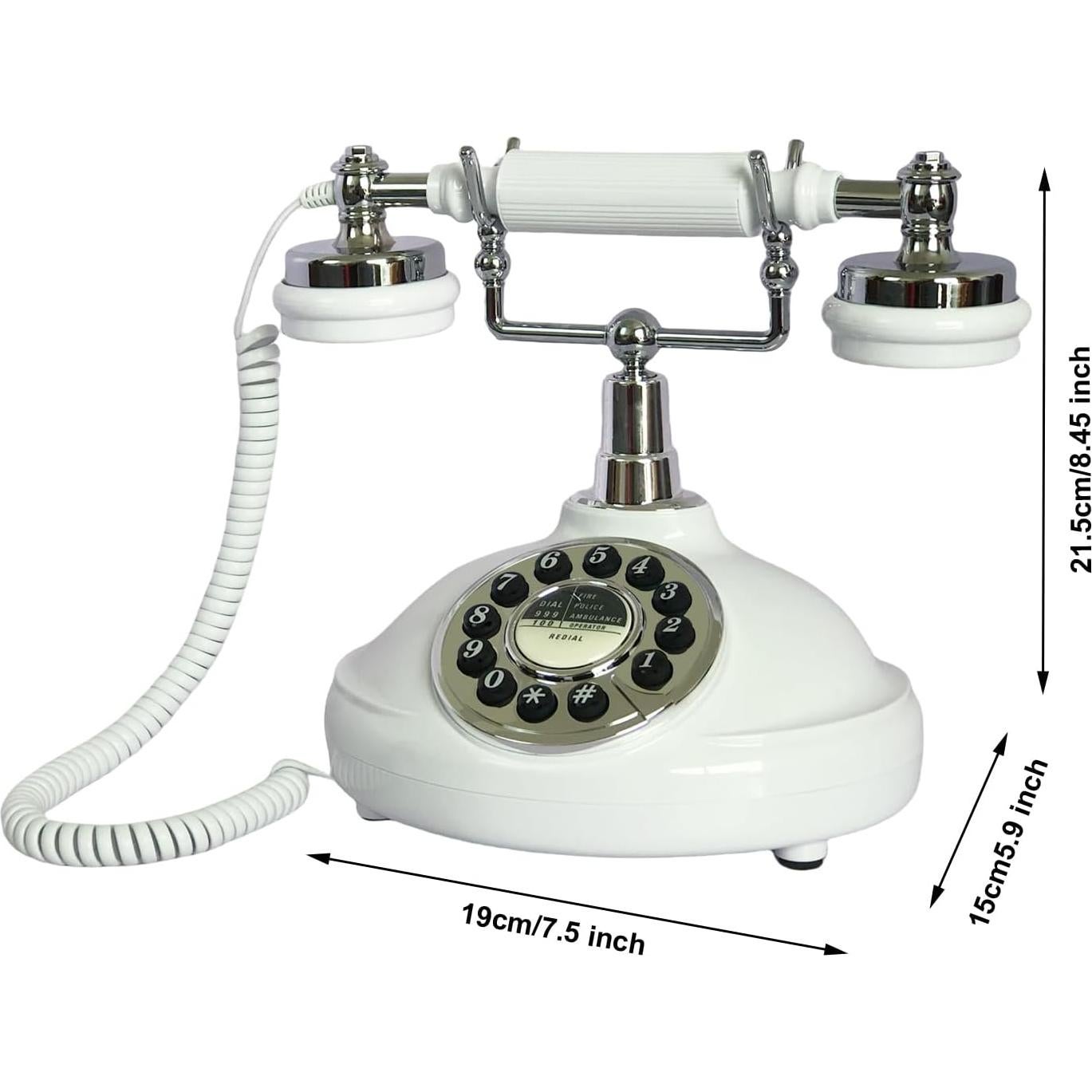 Teléfono de Línea Fija Retro TelPal Blanco con Cable