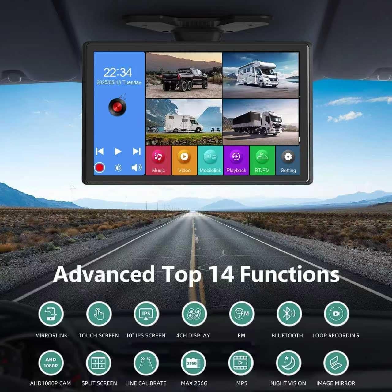 Sistema de Cámara de Respaldo 4K Panasen con Monitor 10.1"