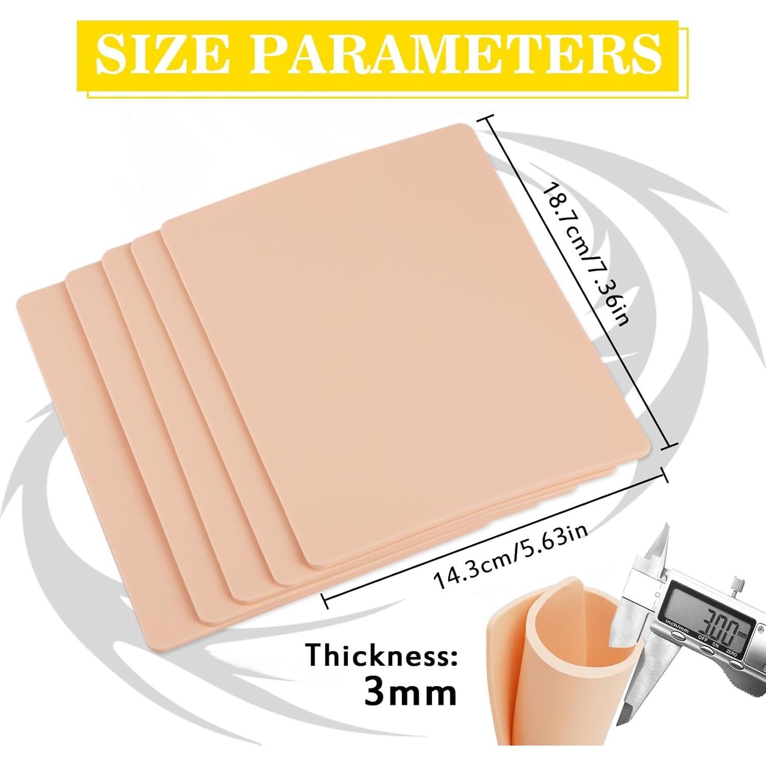 Piel Falsa de Tattoo Romlon 6 Pcs 3MM Doble Cara 19x14.3 cm