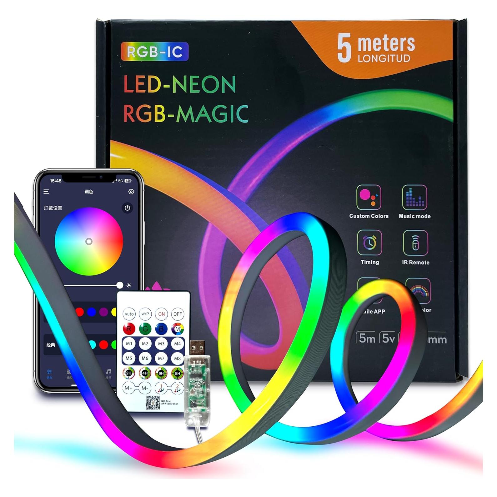 Luces de Cuerda LED Neón 5M XSY - Impermeables y Flexibles