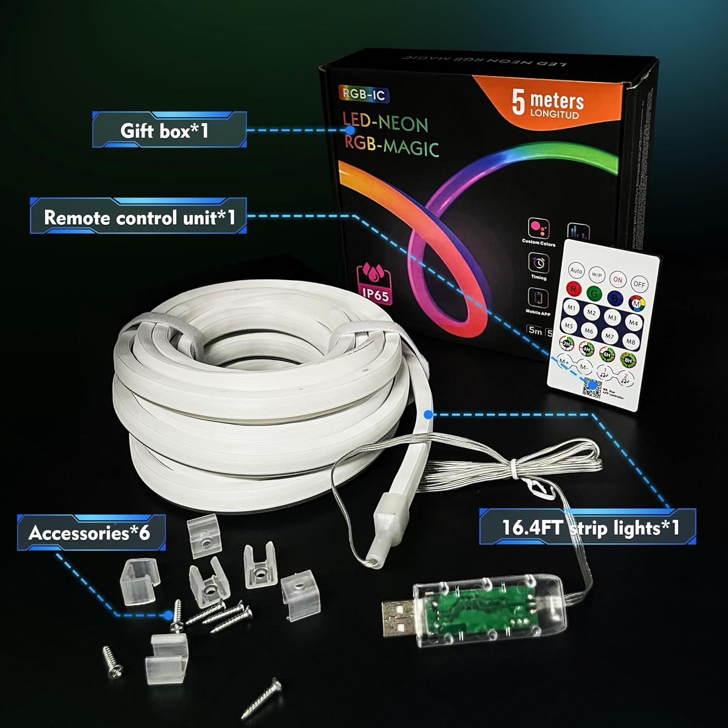 Luces de Cuerda LED Neón 5M XSY - Impermeables y Flexibles