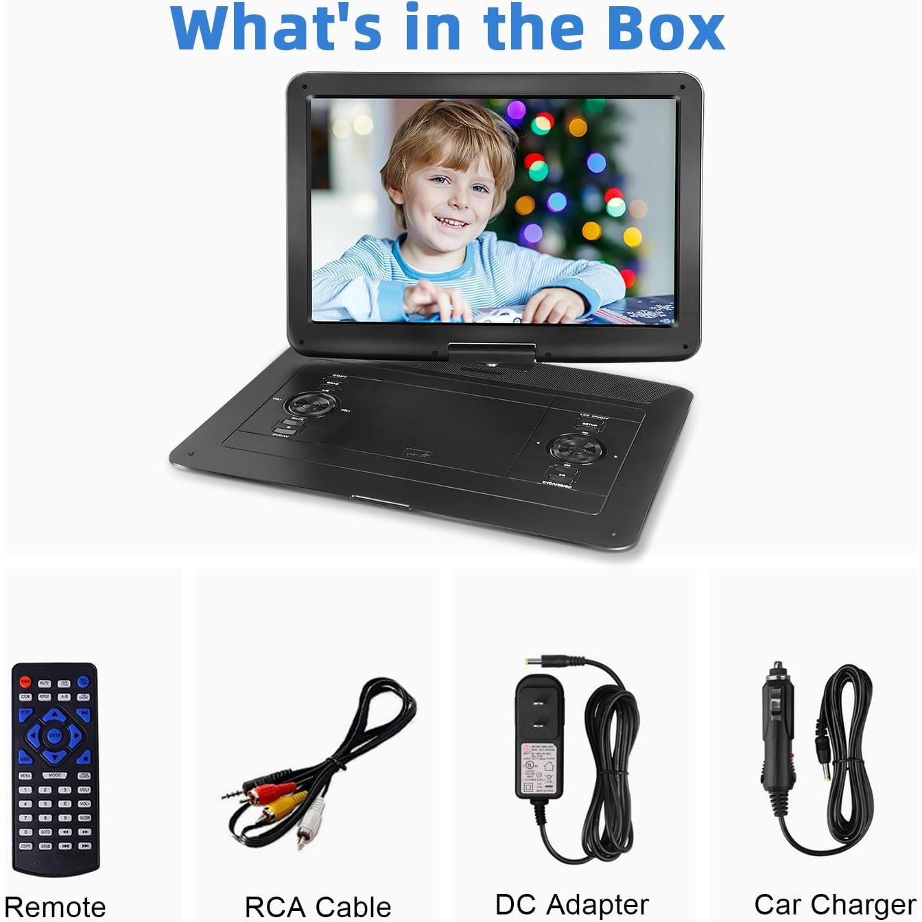 Reproductor de DVD Portátil HotHat 15.6" HD Batería 5000mAh