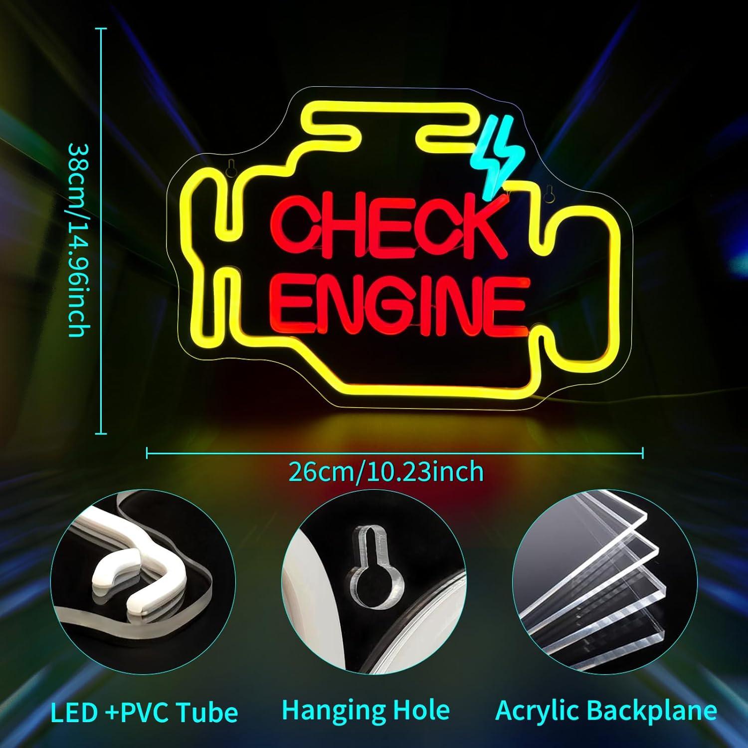 Luz de Neón LED JGHTURIE Check Engine 38x26 cm USB