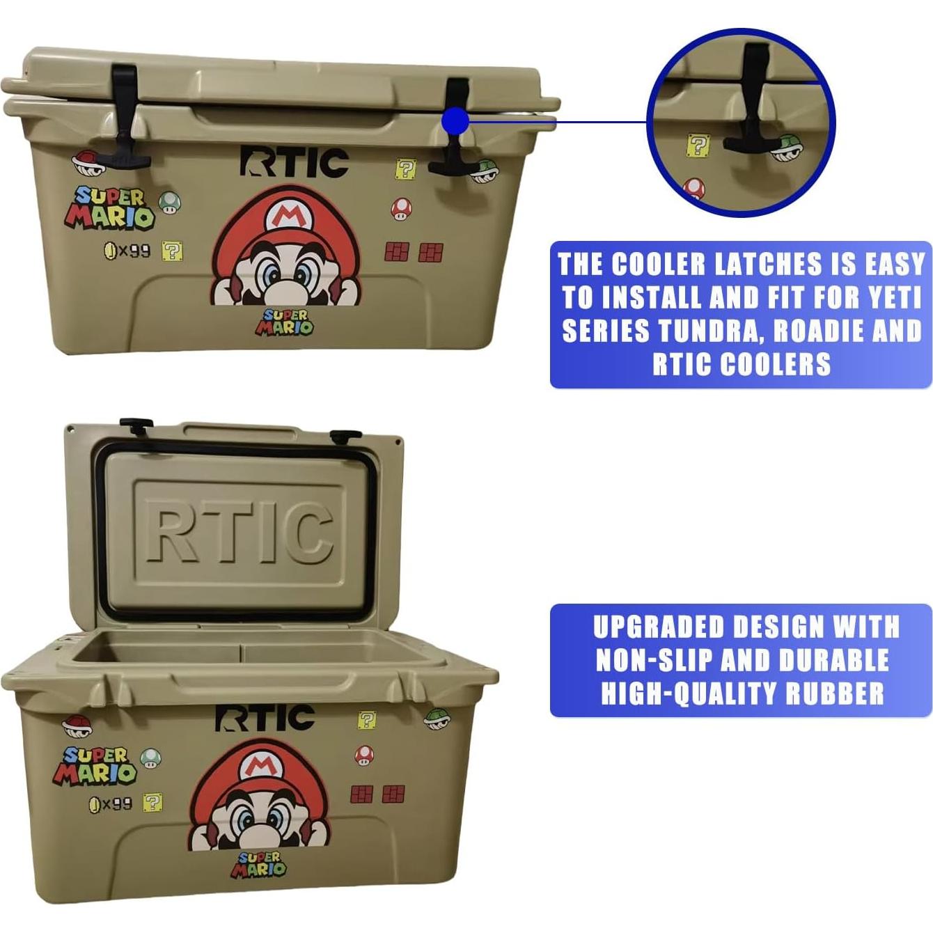 Pestillos de Enfriador Nicoc 2 Pcs para Yeti y RTIC - Goma Negra