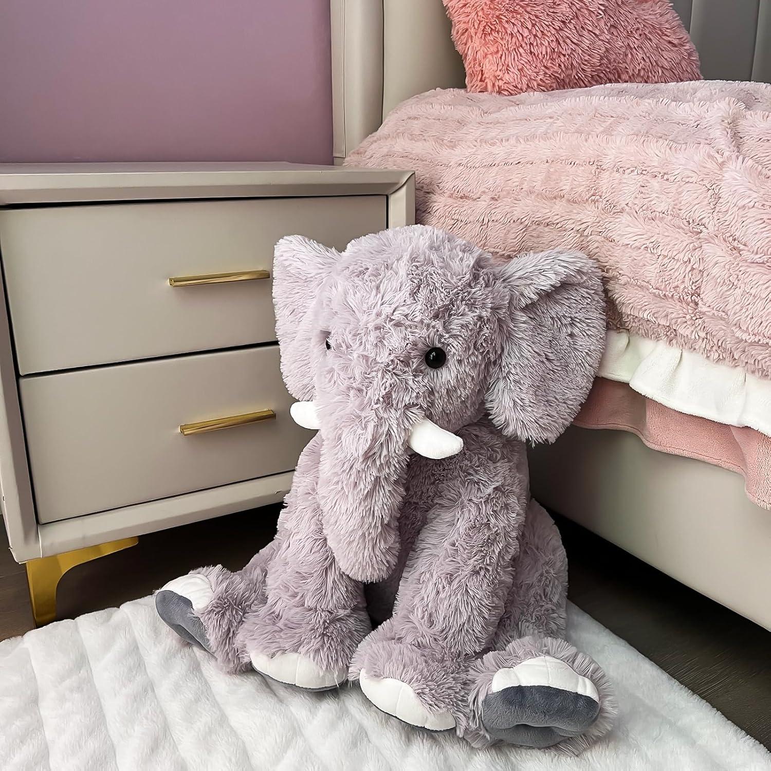 Elefante de Peluche Grande UBABER 45.72 cm Gris Suave