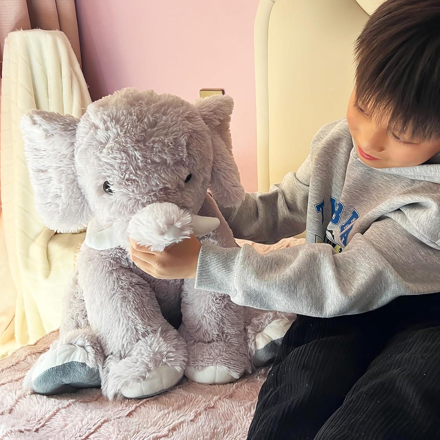 Elefante de Peluche Grande UBABER 45.72 cm Gris Suave