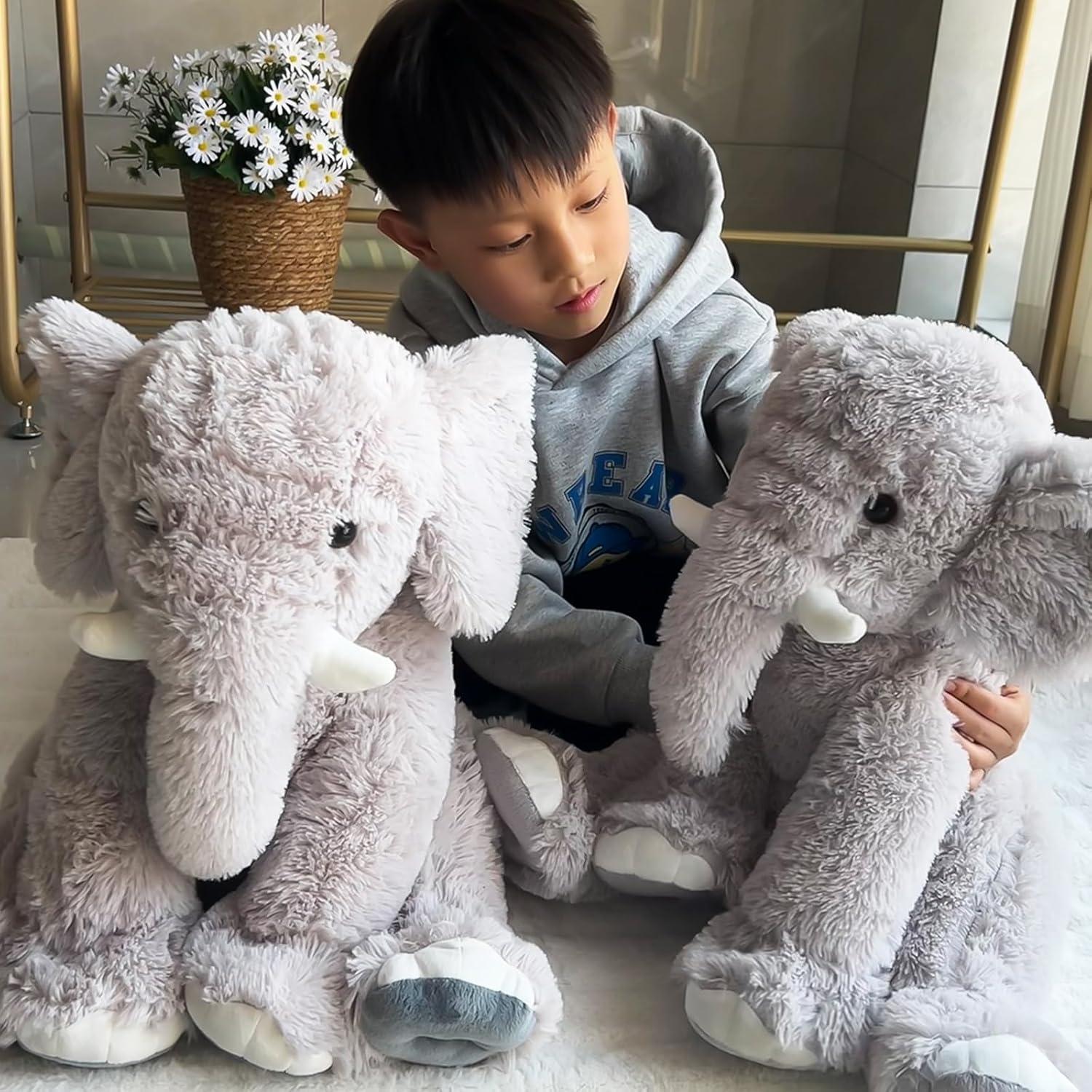 Elefante de Peluche Grande UBABER 45.72 cm Gris Suave