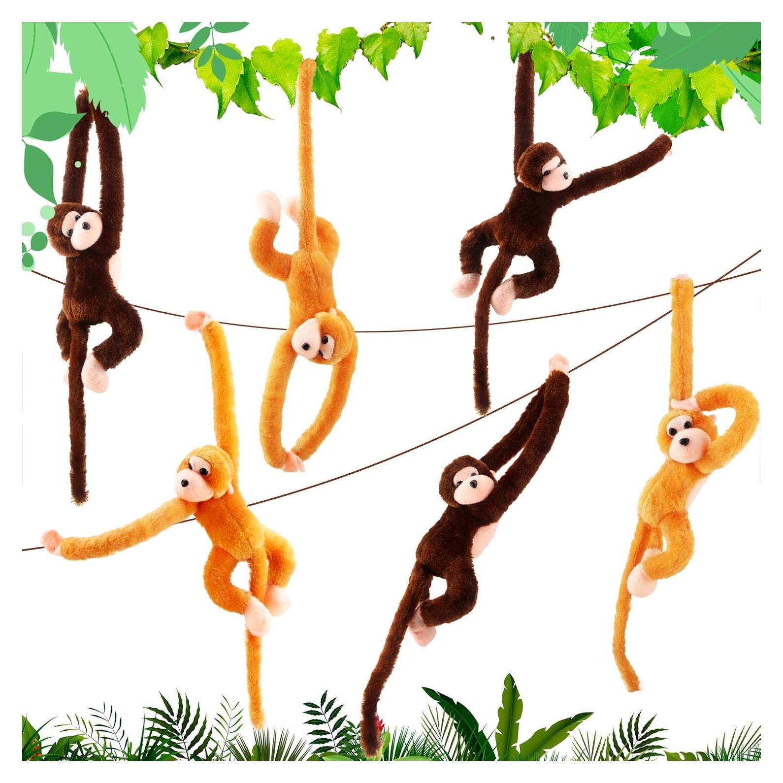 Paquete de 6 Monos de Peluche Colgantes Puteraya 60 cm