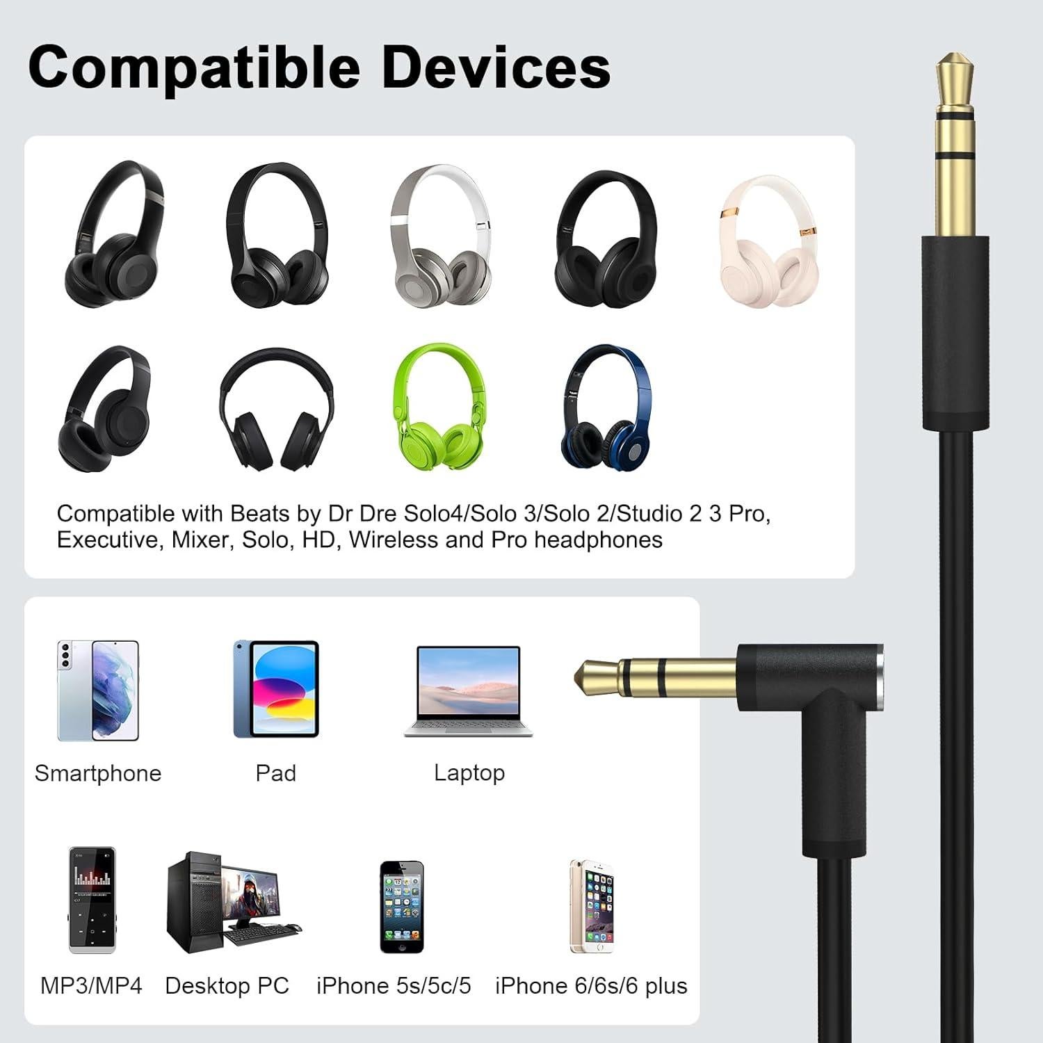 Cable de audio de reemplazo Hizsoaor 1.4m con micrófono y control