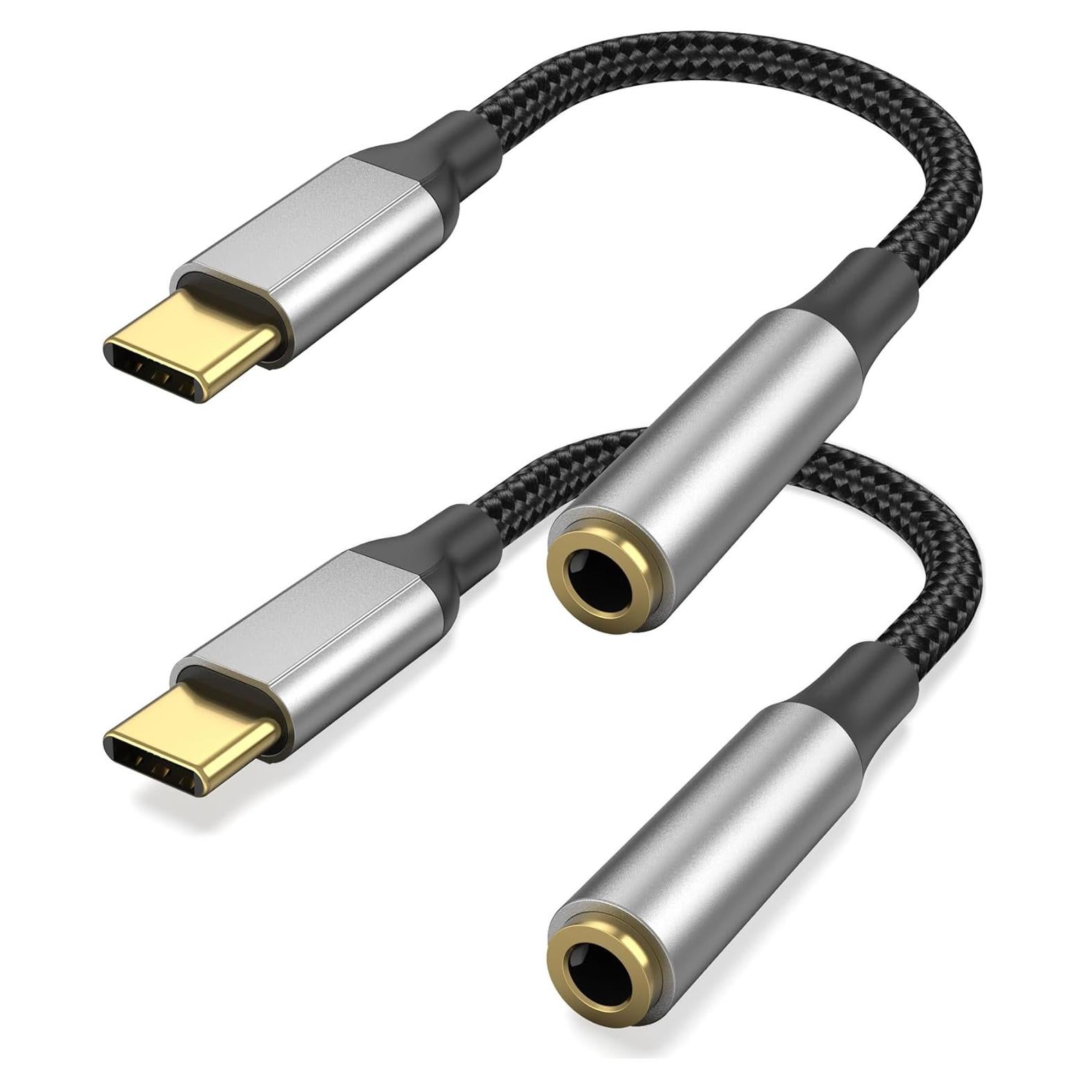 Adaptador USB C a 3.5mm Bkduice - 2 Piezas HiFi Audio