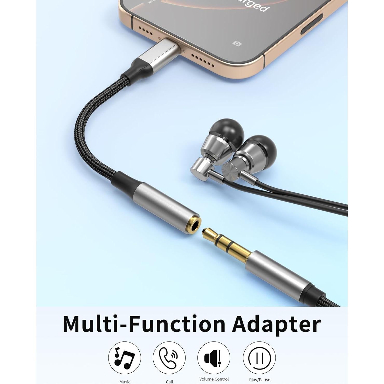 Adaptador USB C a 3.5mm Bkduice - 2 Piezas HiFi Audio